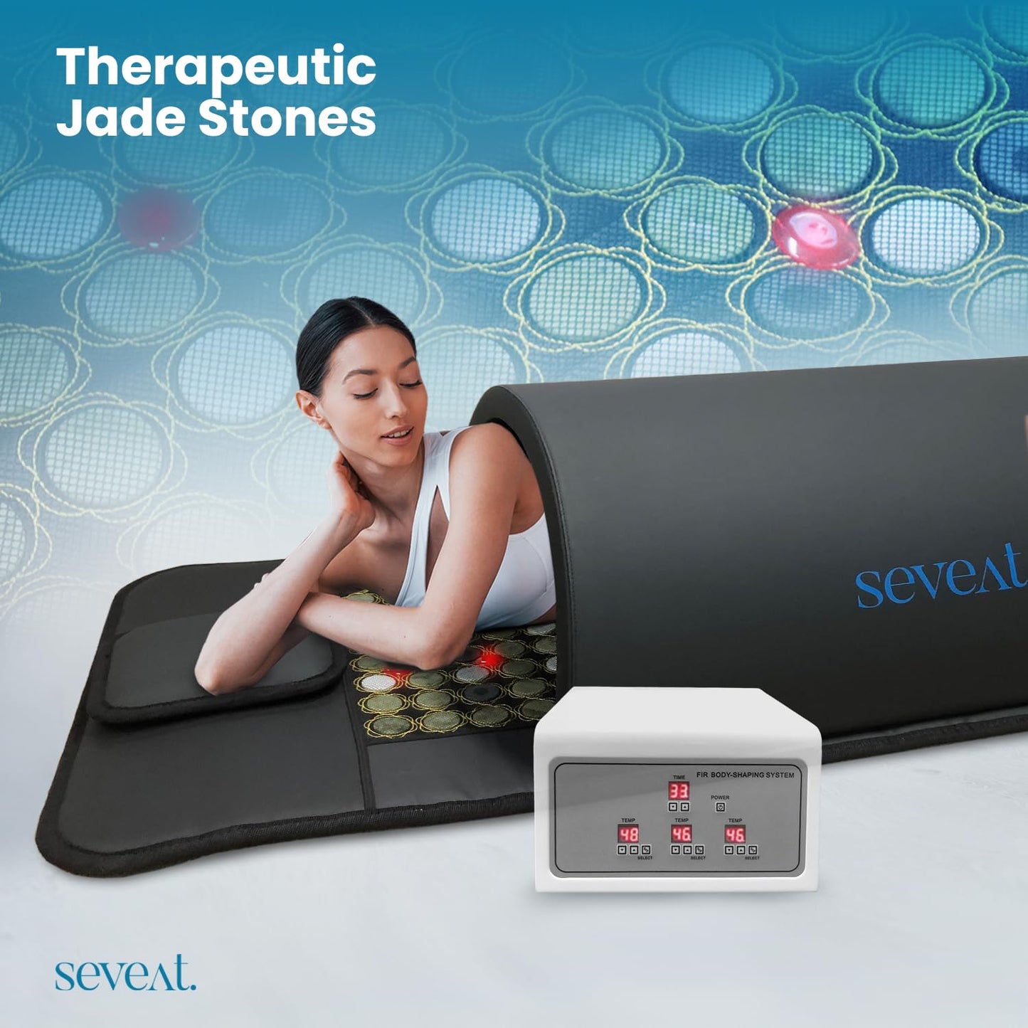 Seveat Portable Infrared Sauna Dome | 1300W Power | Near-Zero EMF | Full-Body Dry Sauna with Therapeutic Jade Stones | Home Wellness & Relaxation (Black)