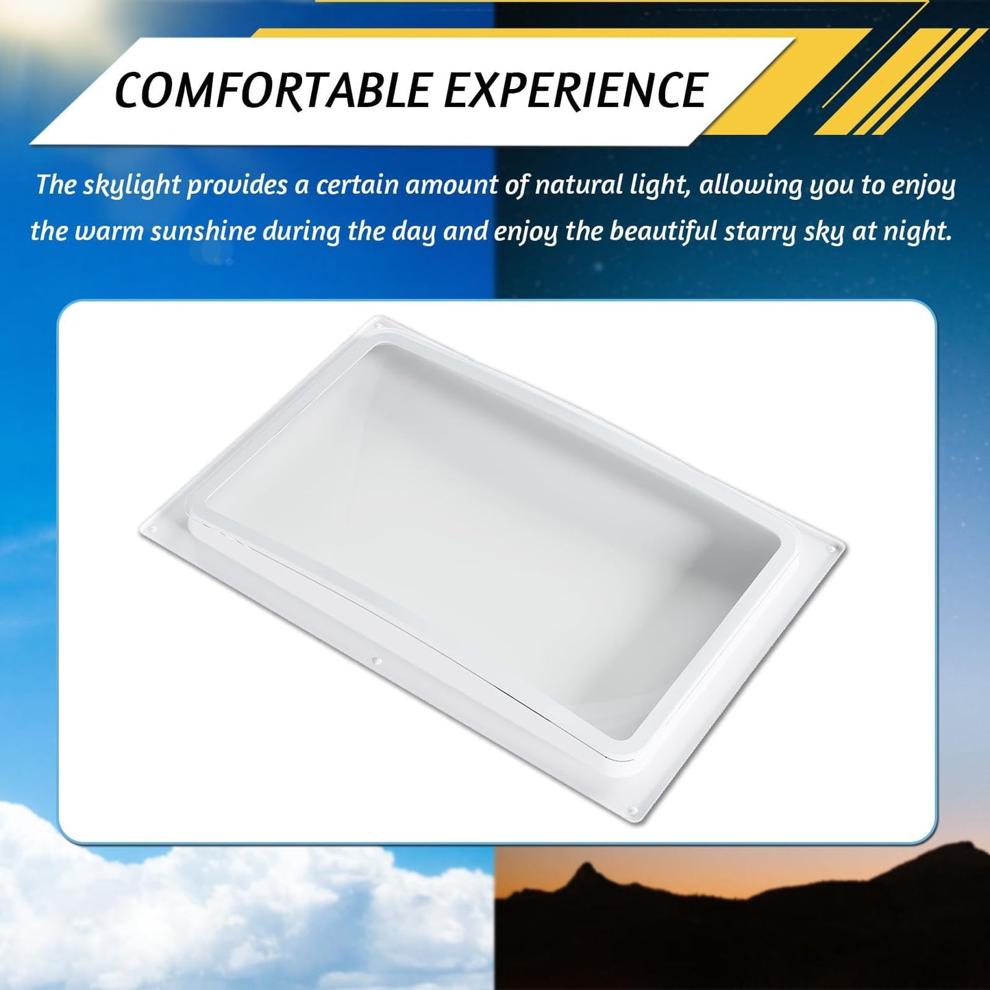KUAFU RV Skylight Inner Dome Cover, 24in x 15.8in, Shatterproof ABS Plastic, Clear Window, Easy Screw Installation, Model GO-1473, White