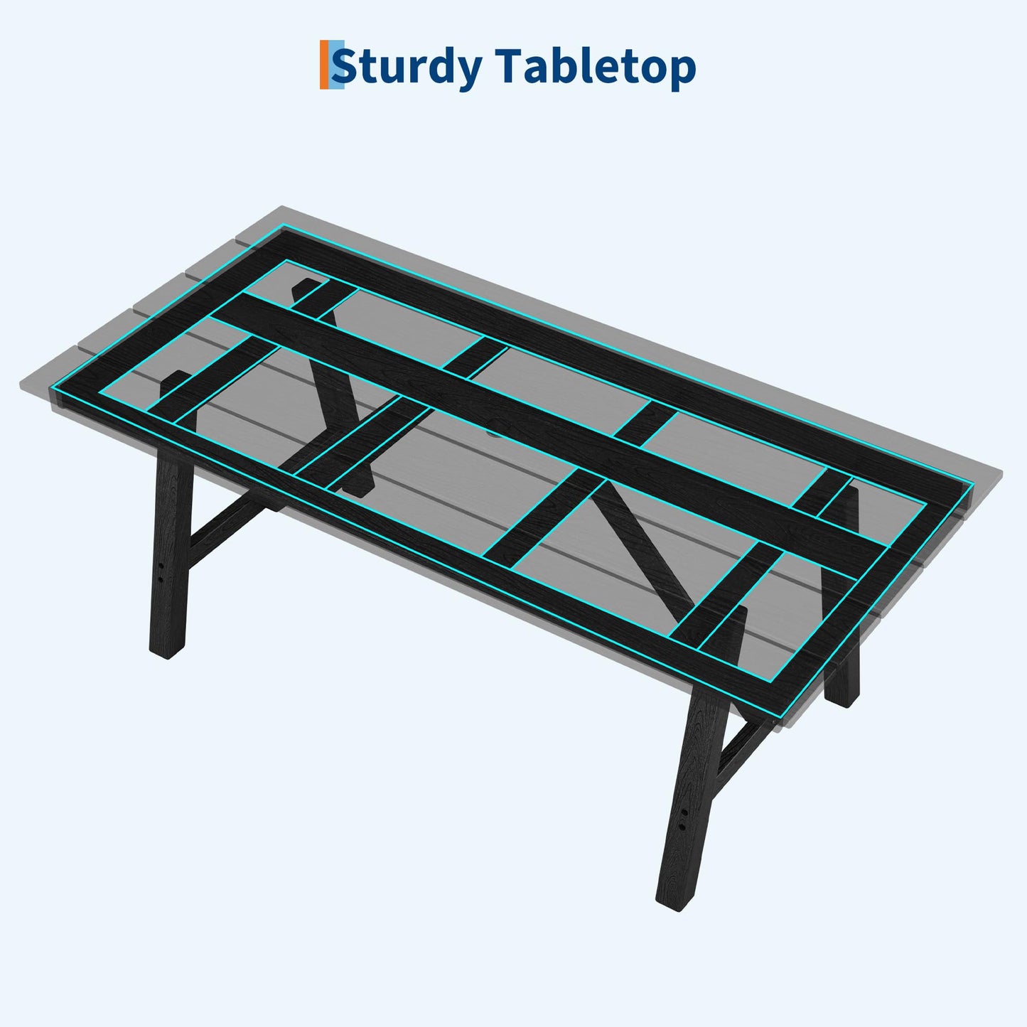 IDEALHOUSE 5-Piece Outdoor Patio Dining Set for 4-6, HDPE Table with Umbrella Hole and Sturdy Aluminum Frame, Weather-Resistant Garden Table and Chairs for Backyard, Poolside and Porch, Black
