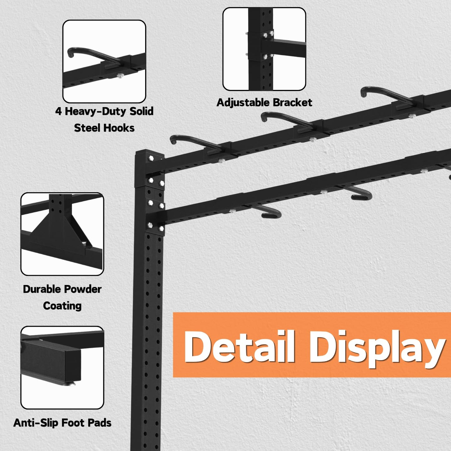 KAXIWEI Vertical Bike Rack for Garage | Heavy-Duty Freestanding Storage System Holds 8 Bikes - Ideal for Road, Mountain, Hybrid, and Kids Bikes | Supports Up to 300 lbs