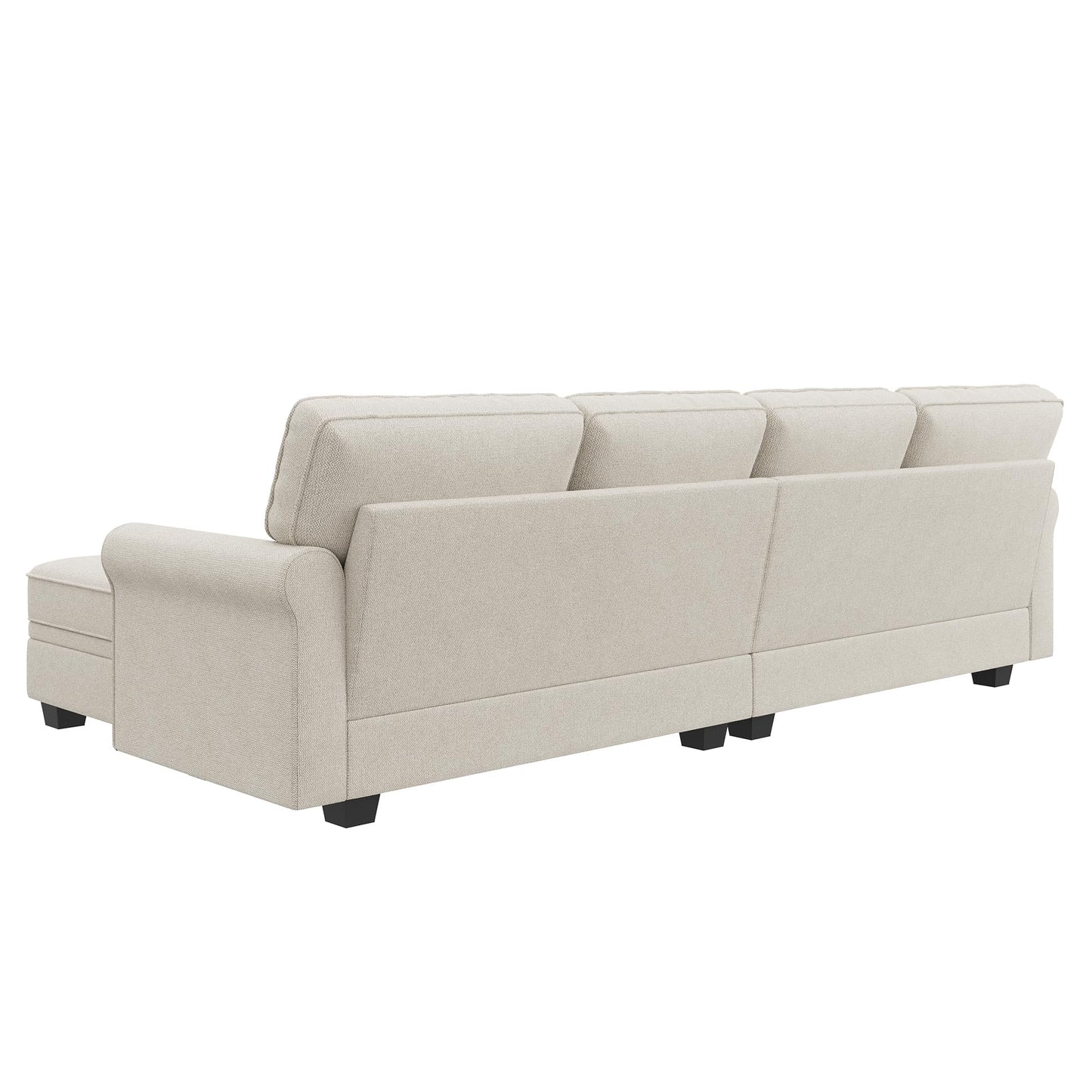 HONBAY Convertible Sectional Sofa with Storage U Shaped Sectional Couch with Reversible Chaise Small Sectional Couches for Living Room,Beige
