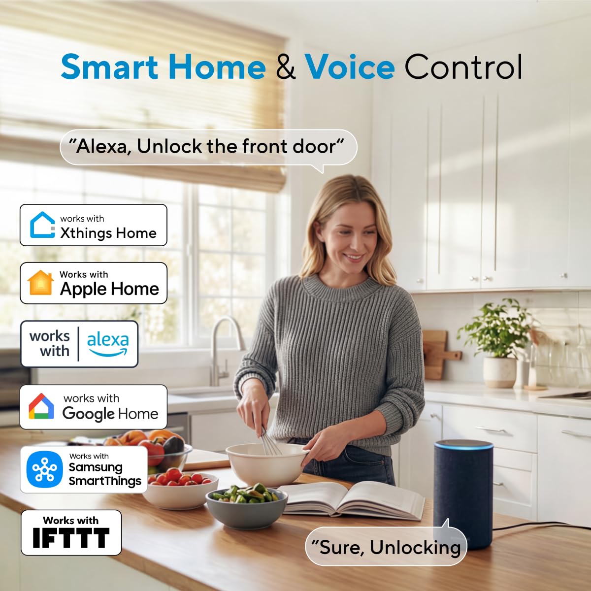 ULTRALOQ Bolt Fingerprint WiFi Smart Locks for Front Door with Door Sensor, Works with Apple Home, Alexa, Google, Keypad Door Lock with Handle, App Remote Access, Geofence Auto Unlock, Auto-Lock