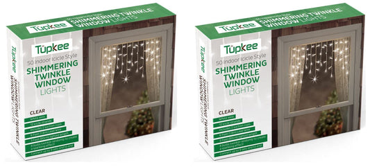 Tupkee Twinkle Window Icicle Lights - 50 Clear Bulbs, 3 Feet, Indoor/Outdoor, Model GSIZA-50A