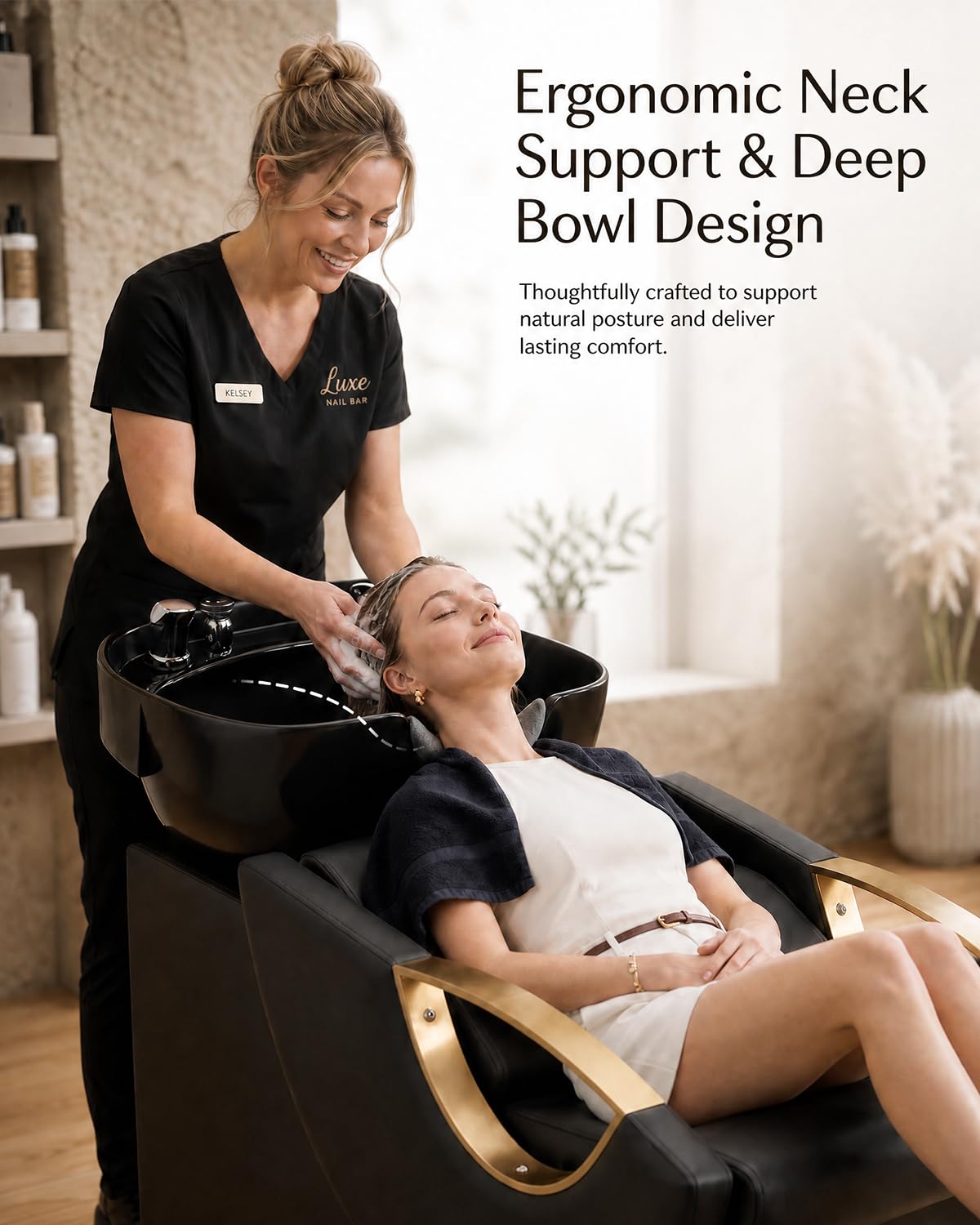 Oufohomtlay Salon Shampoo Chair with Footrest, Hair Washing Chair
