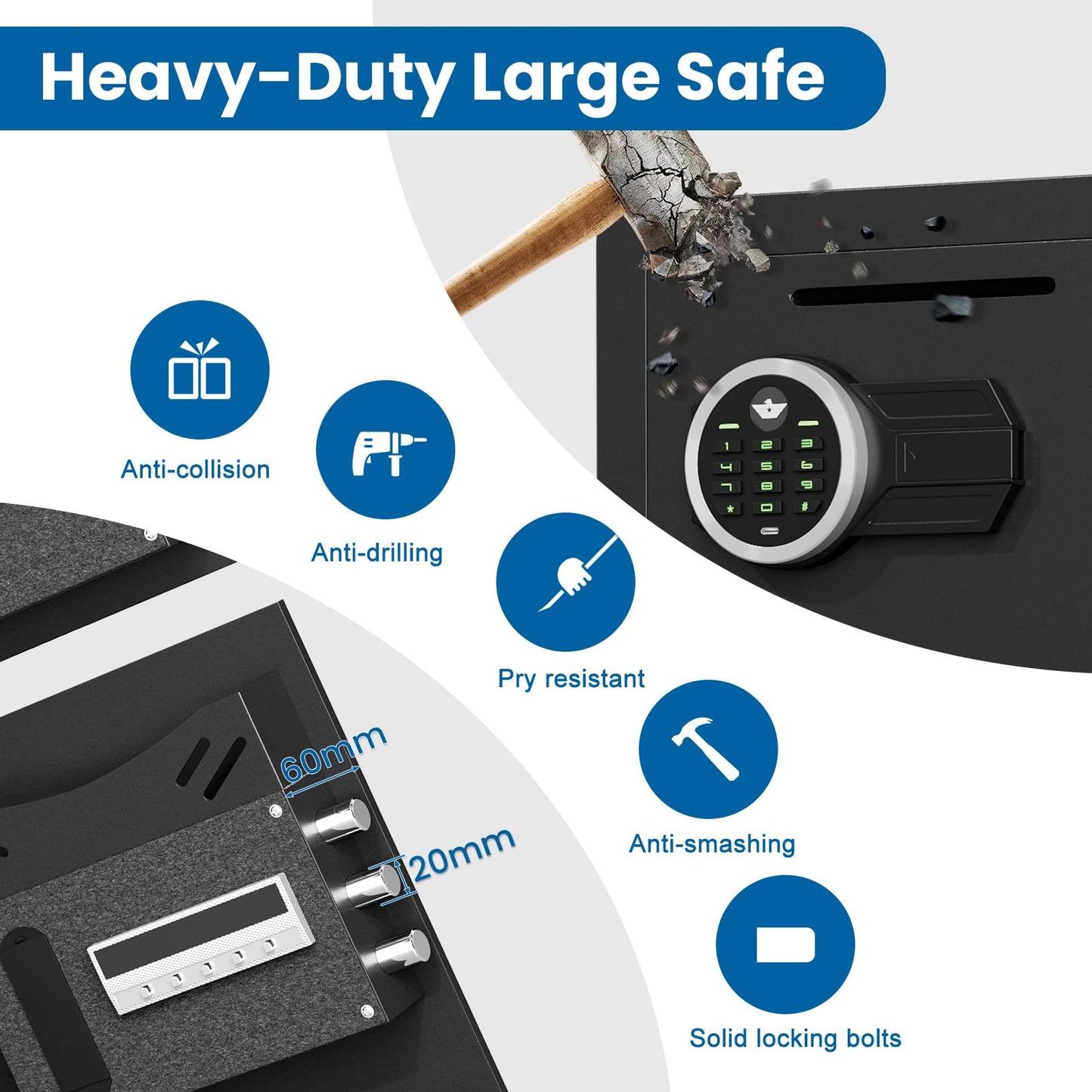 Kavey 6.0 Cu ft Safe, Large Double Door Safe Box with Deposit Slot