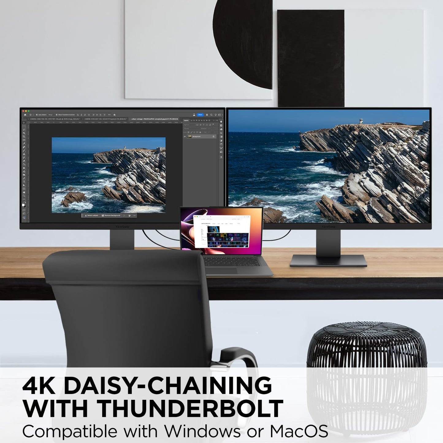 ViewSonic VP3276T-4K 32 Inch 4K ColorPro Monitor, IPS Display with 100% sRGB and Pantone Validated for Mac Studio and MacBook Pro, Advanced Ergonomics, Thunderbolt 4, HDMI, and DisplayPort Inputs