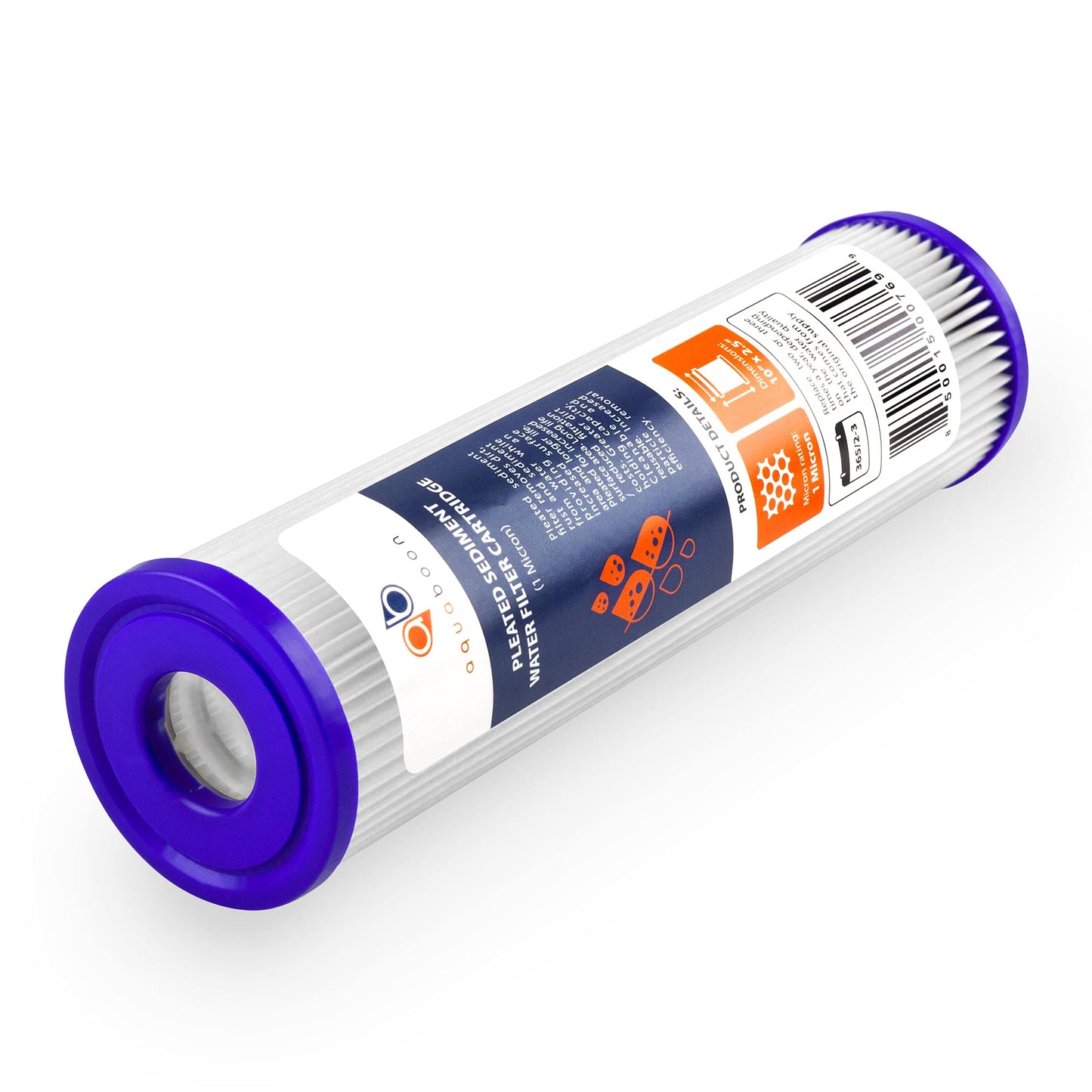 Aquaboon 1 Micron Pleated Water Filter 10 x 2.5 - Whole House Sediment Filter Replacement Cartridge Compatible with WFPFC3002, WHKF-WHPL, 50-Pack