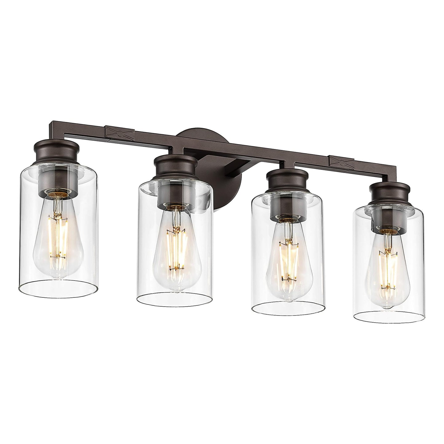 Emliviar 4-Light Vanity Light, Oil Rubbed Bronze Finish, Clear Glass Shade, Model YCE253B-4W ORB