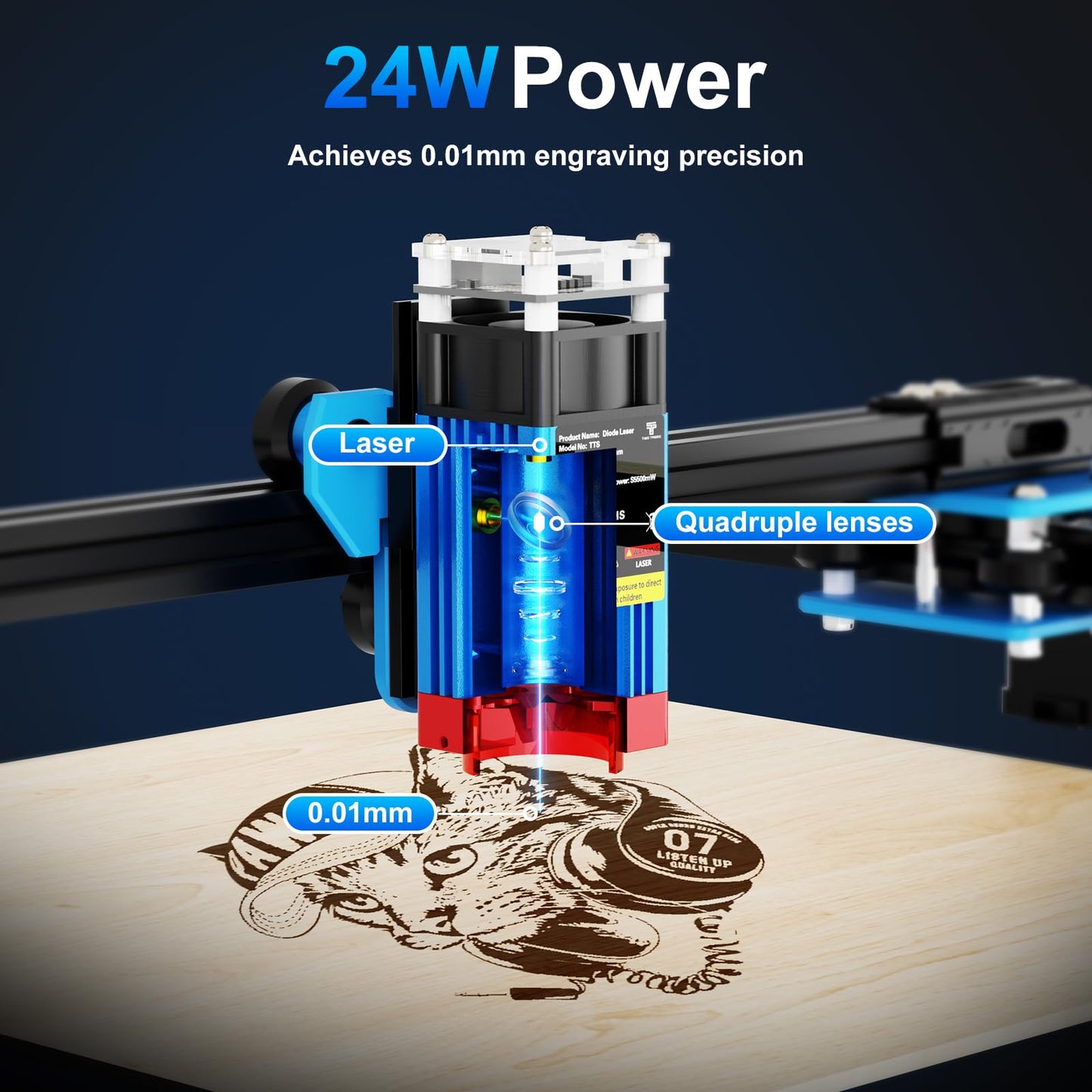 Twotrees TTS-55 Pro Laser Engraver 5500mW Laser Engraving Machine,Laser Cutter,300 x 300 mm Work Area,0.08mm Laser Spot Engraver Machine for DIY,Wood,Metal,Acrylic,Glass,Stainless Steel