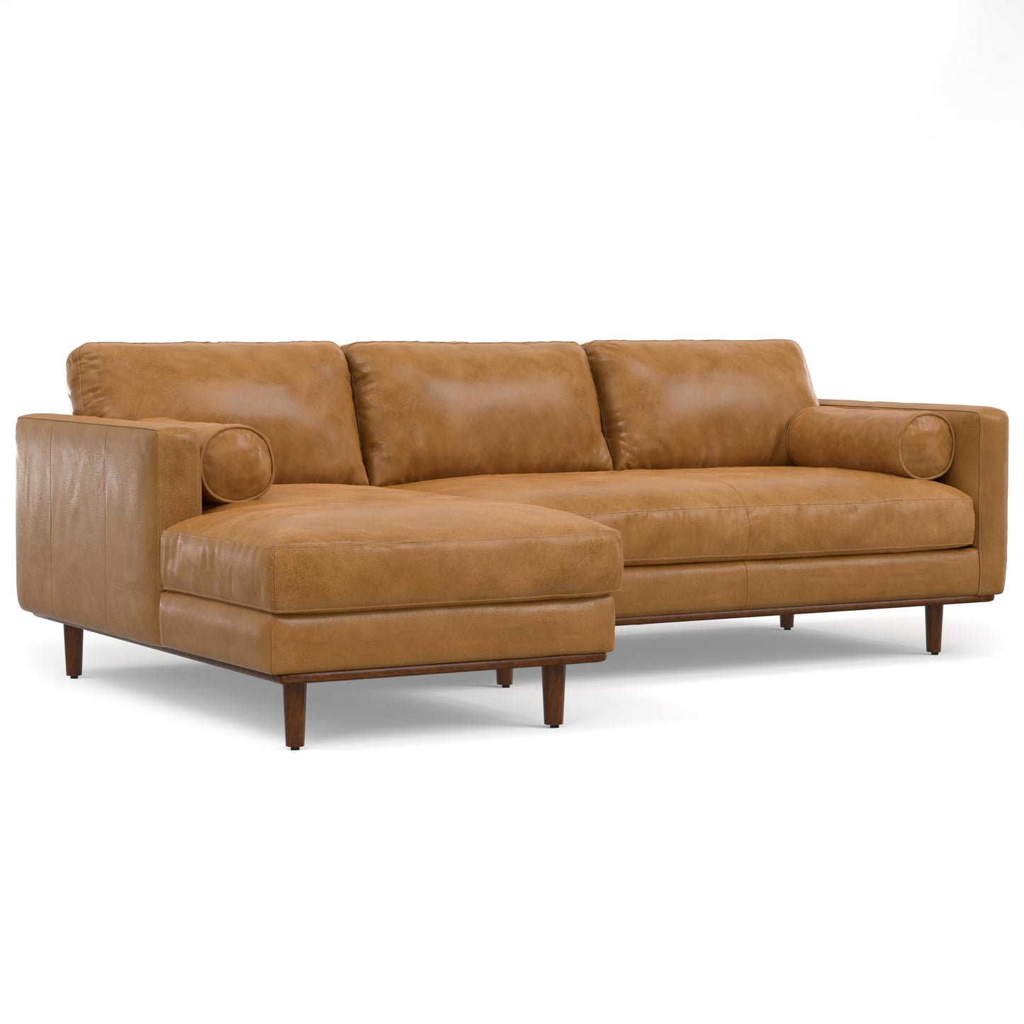SIMPLIHOME Morrison Left Sectional Sofa in Full-Grain Genuine Leather, Sienna, 102-inches Wide, L-Shaped Leather Couch with Left Chaise for The Living Room and Family Room