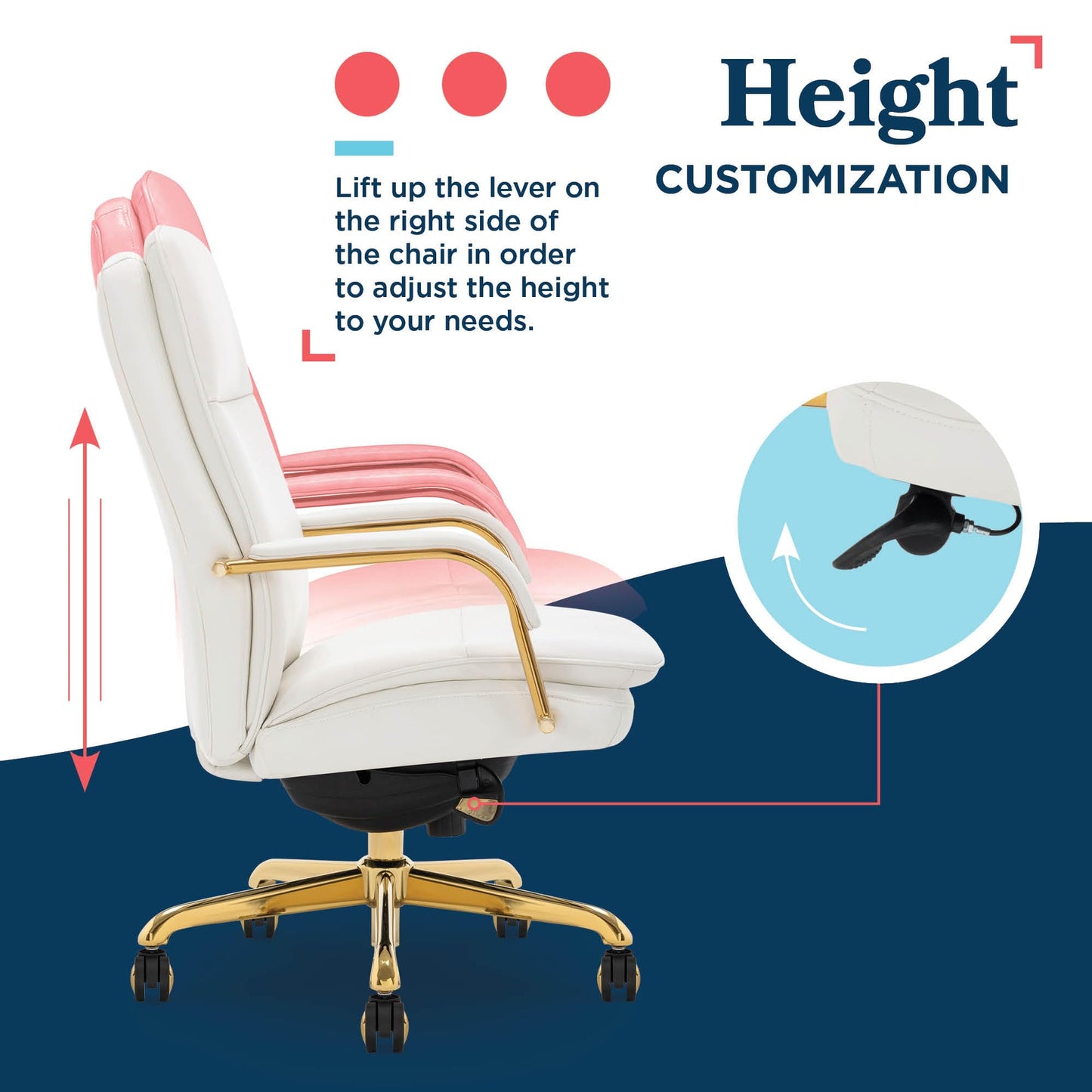 La-Z-Boy Opus Ergonomic Bonded Leather Swivel Executive Chair, White and Gold (CCHR10015A)