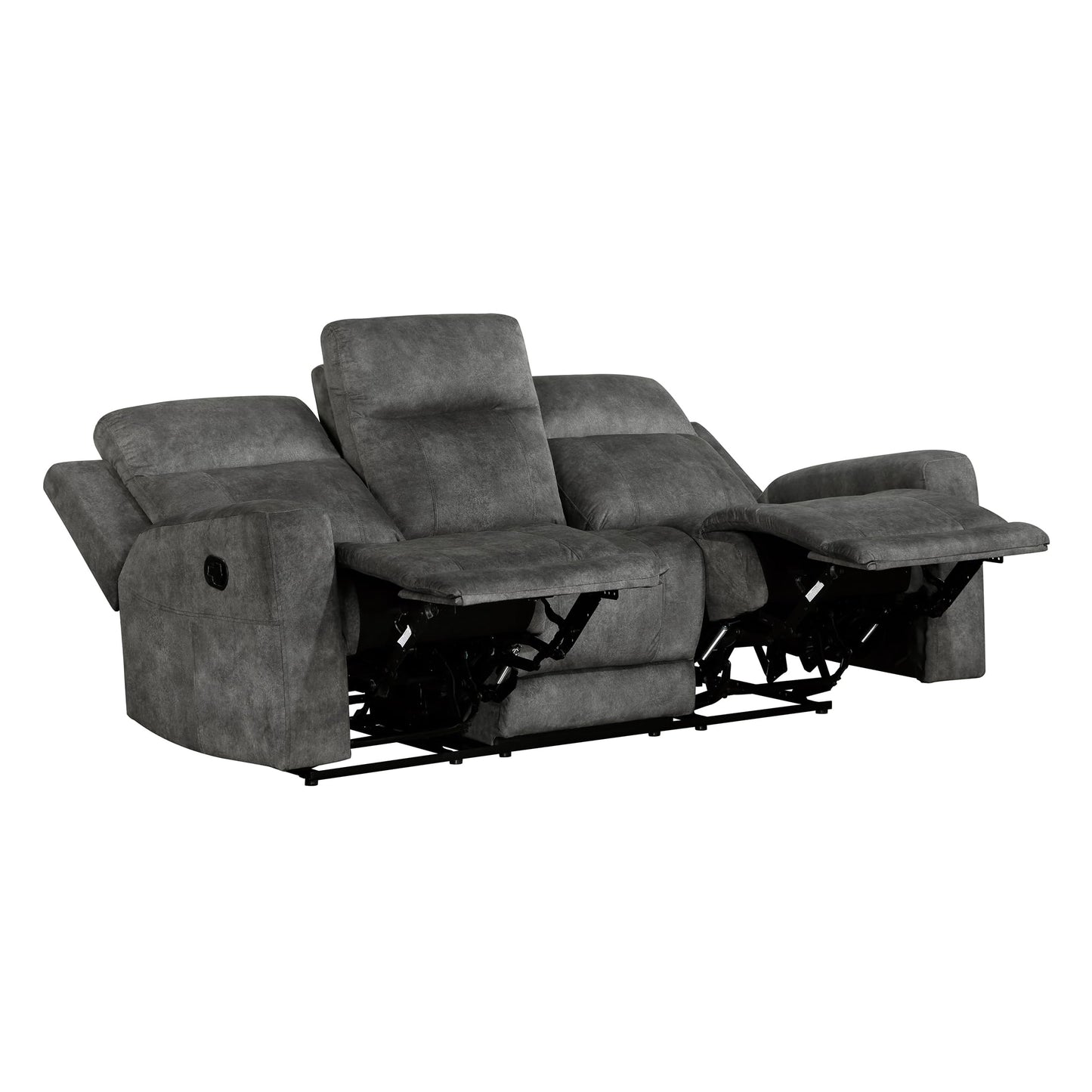 Lexicon Recliner Sofa for Living Room, Double Recliner RV Couch, Manual Wall Hugger Recliner Home Theater Seating Microfiber Reclining Sofa, 80''W Sofa, Brownish Grey