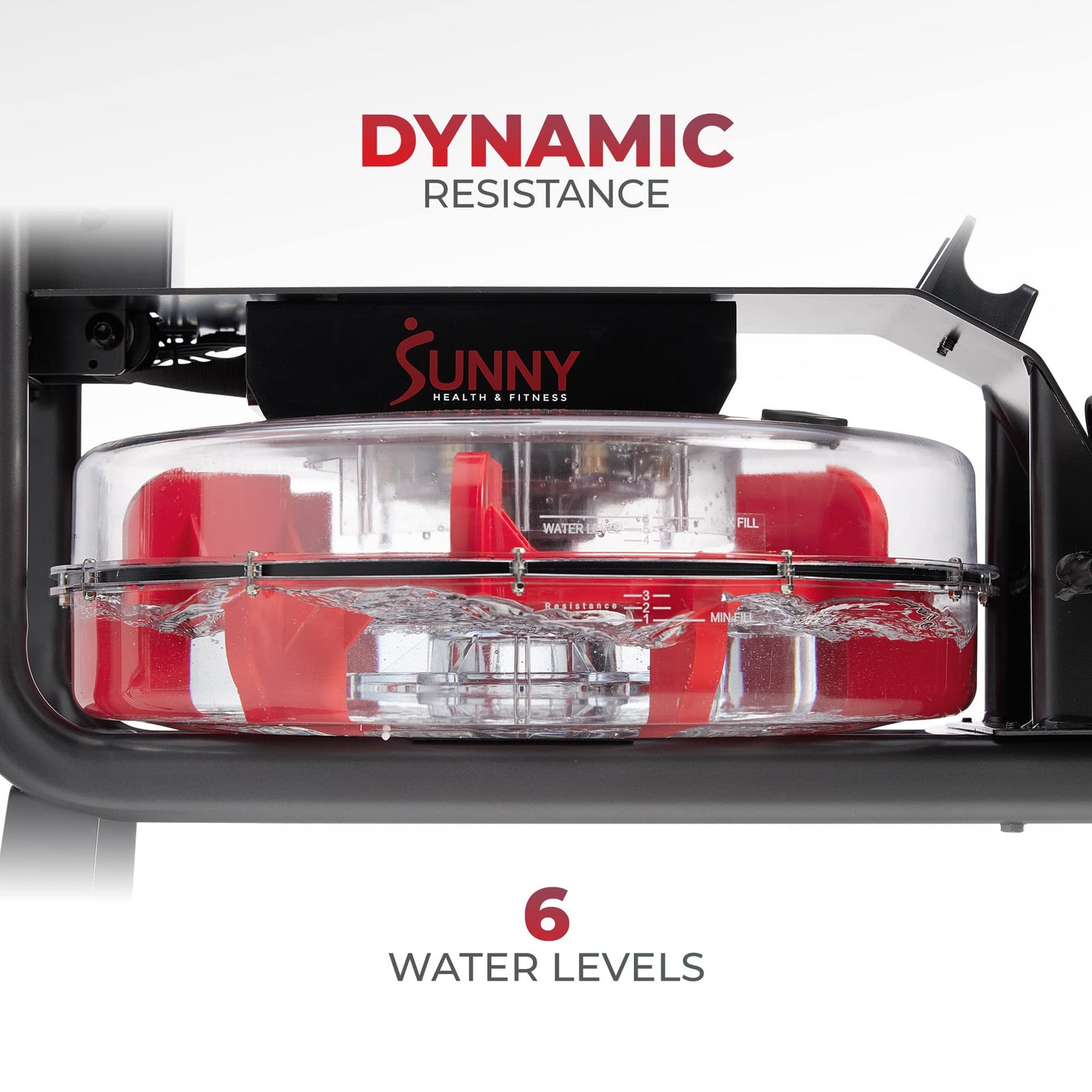 Sunny Health & Fitness Premium Water Rower w/Intensive Dynamic Real-Time Resistance, 300 LB Capacity Flip-able Rowing Machine for Home Training, Optional Free SunnyFit App Connection