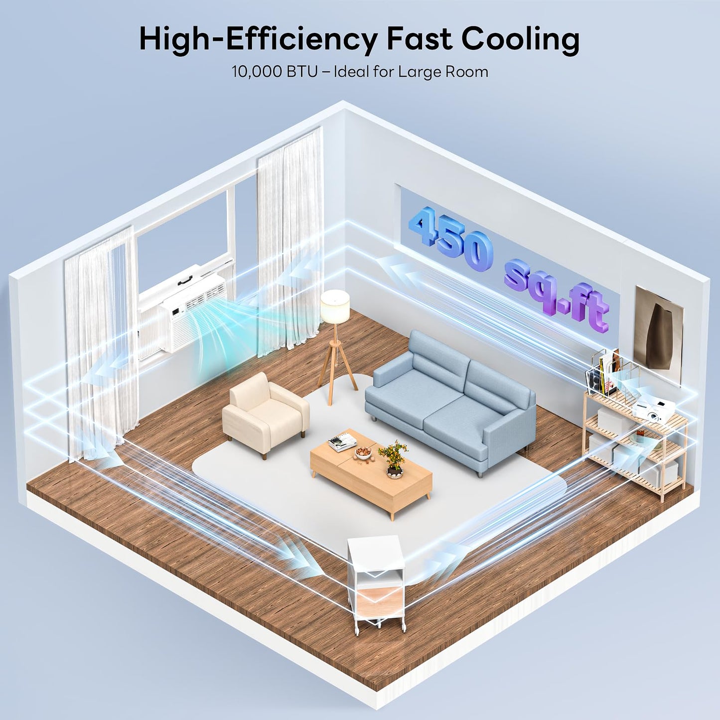 ZAFRO 10000 BTU Window Air Conditioner Unit Cools Up to 450 Sq.Ft.,Window AC Units with Dehumidifier, 4 Fan Speed, Energy Saving with Remote for Bedroom,Small Rooms,White
