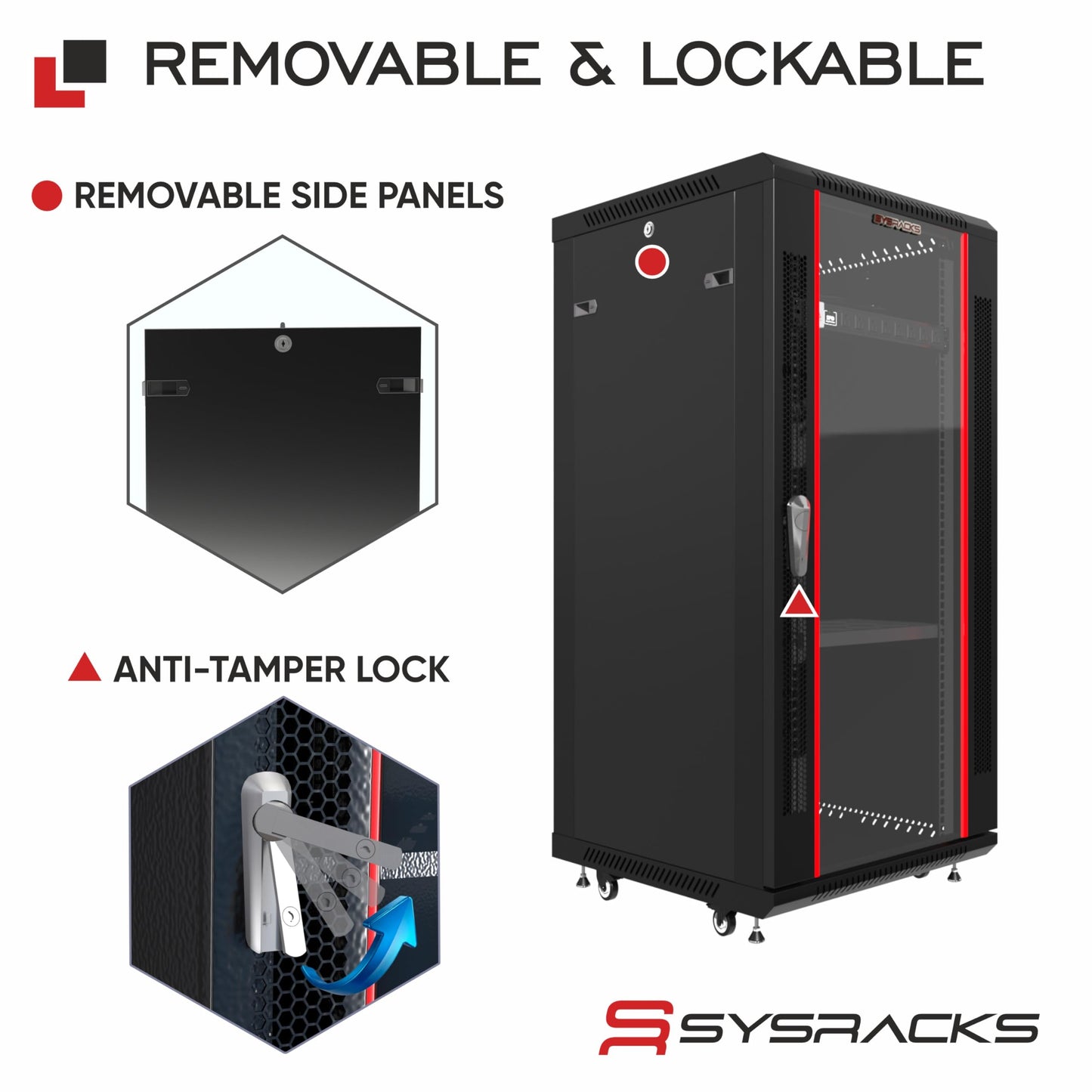 22U Wall Mount Server Rack Cabinet, 19” Locking Network Rack, 24” Deep, Glass Door, with Fan, PDU and Shelf