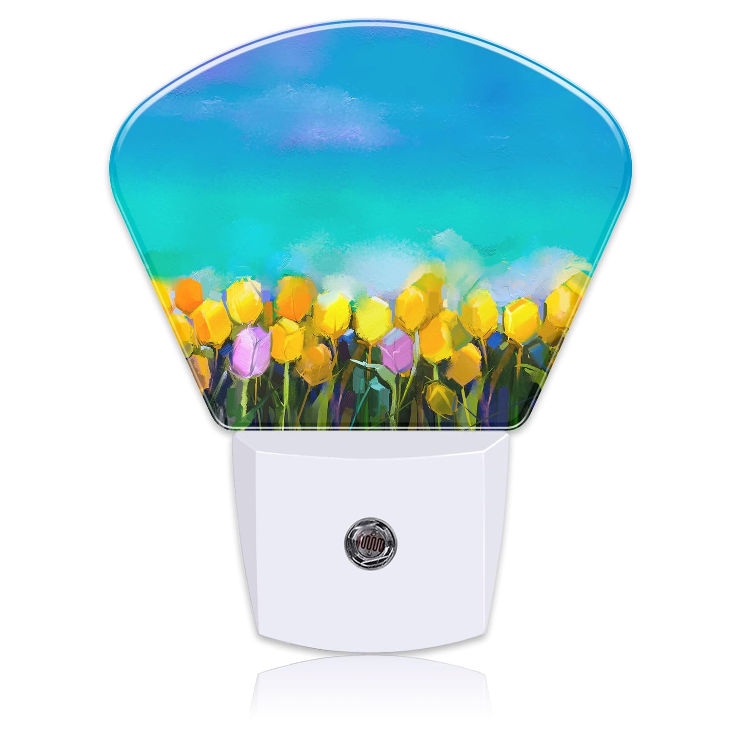 Uiaoiais LED Night Light, Tulips Flowers Oil discomfort-reducingting, Dusk to Dawn Sensor, Plug-in Wall Decor, Model Uia-SHAN-NEWA20