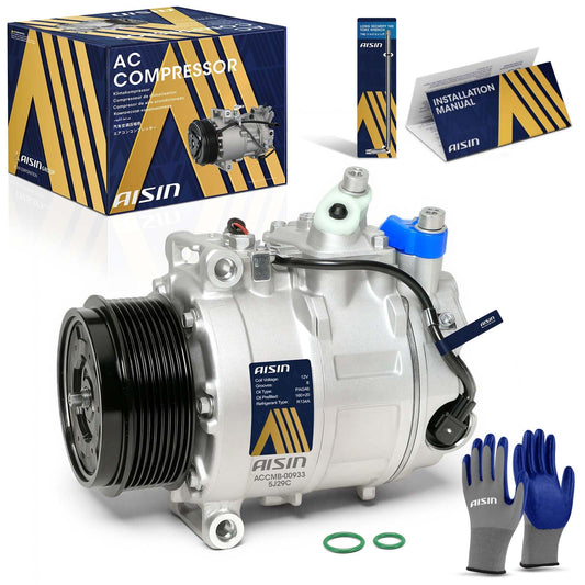 AISIN AFTERMARKET ACCMB-00933 Air Conditioner AC Compressor - Compatible with Mercedes-Benz ML350 2010-2011 3.0L 5.5L, ML320 R320 2007-2009 GL320 2007-2008 3.0L - with 8-Pulley Groove, with Clutch