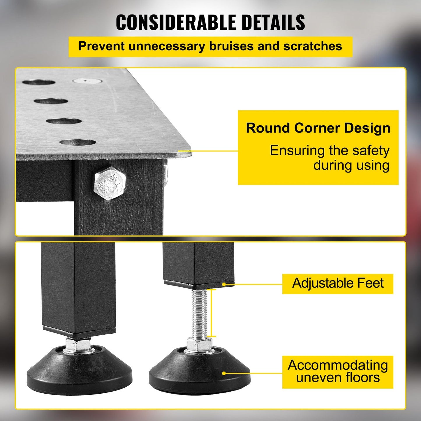 Happybuy Welding Table 36" x 24", 800LBS Capacity Workbench for Welding, Heavy-Duty with 0.63" Fixture Holes and Non-Slip Foot Pads, Ideal for Welding Assembly and Repair Works