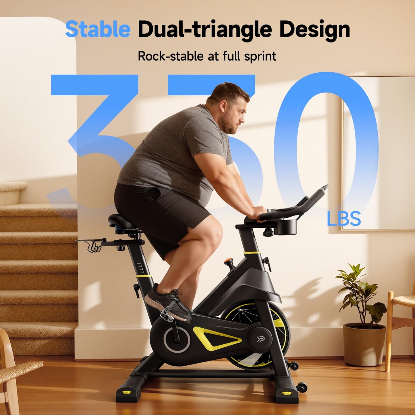 YPOO Exercise Bike, Adjustable Magnetic Resistance Stationary Bikes for Home Cardio with Exclusive App, Indoor Bike with 330lbs Weight Capacity Comfortable Seat, Tablet Mount and Fitness Courses