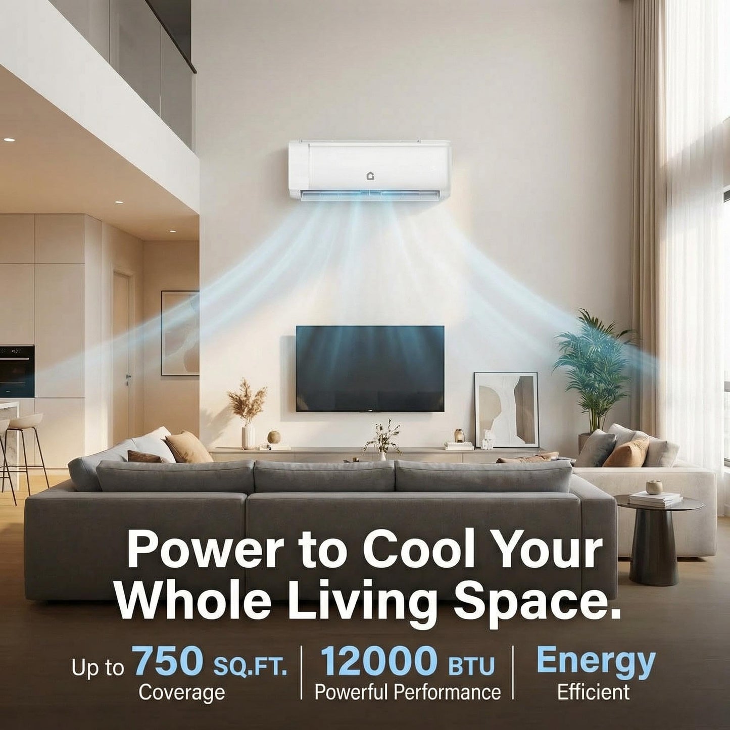12000 BTU Mini Split Air Conditioner & Heater,Cools Rooms Up to 750 Sq.Ft,22 SEER2 110V Energy Saving Wall Mounted AC Unit,WiFi Enabled,Include Remote Control,Condenser & Heat Pump,Installation Kits