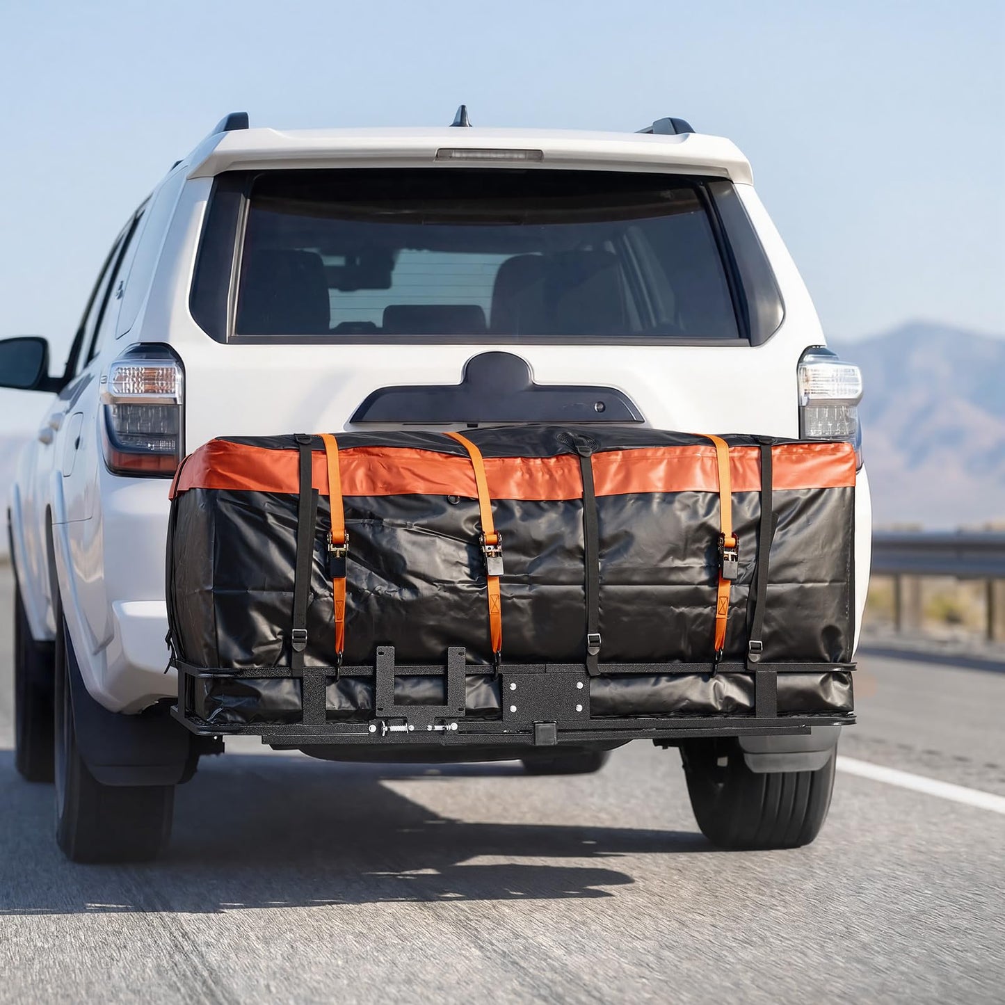 VEVOR Hitch Mount Cargo Carrier, 60" x 36" x 6" Folding Rear Luggage Rack Basket with Waterproof Cargo Bag, 500LBS Capacity High-Strength Steel Hitch Cargo Carrier Fits 2" Receiver for SUV Pickups