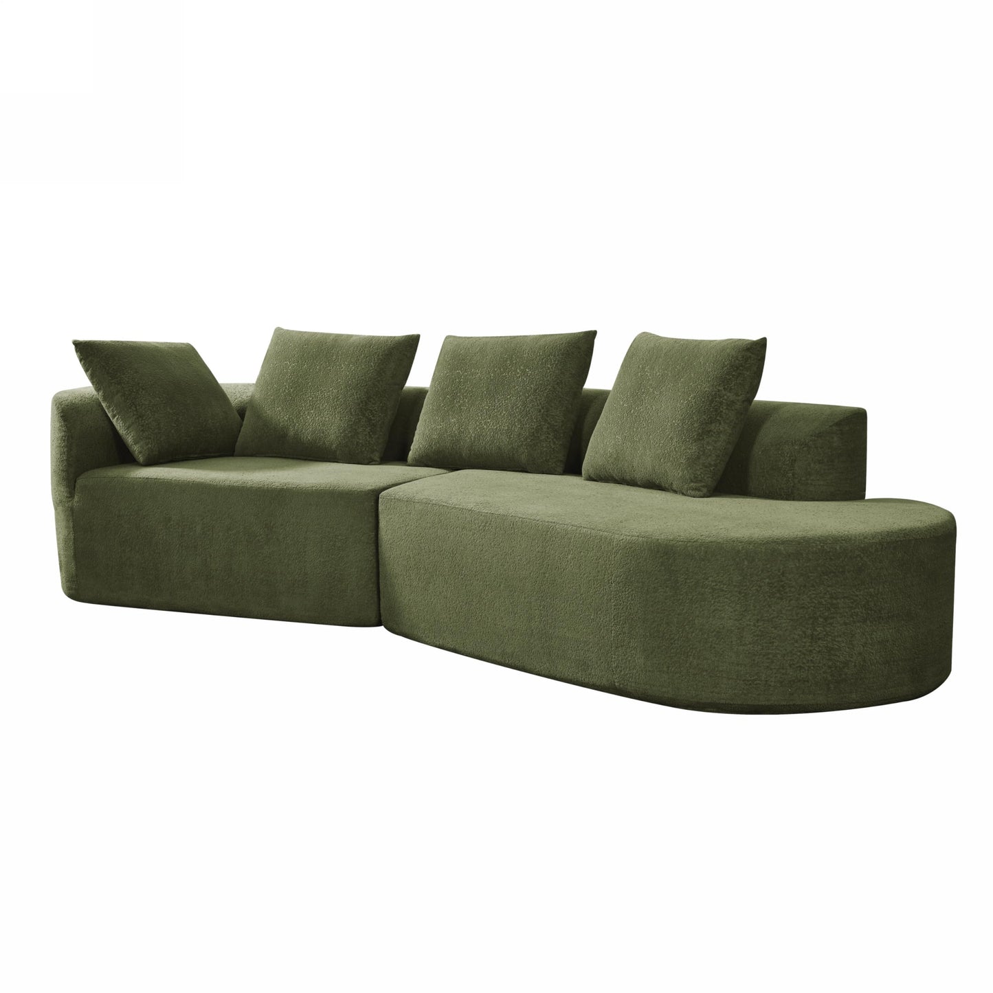 Christopher Knight Home 116" Modern Curved Sectional Sofa 2 Piece Set with Chaise Lounge, High-Density Compressed Sponge Couch, Fully Assembled Right Hand Facing Sofa for Living Room Lounge, Green