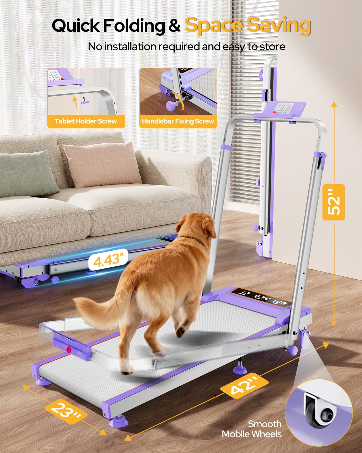 Trisomy 12% Incline Walking Pad Treadmill for Home, 3.5HP Walking Pad with Incline/Adjustable Height, 4 in 1 Under Desk Treadmill with Handle Bar, Foldable Treadmill 350LBS, APP & Remote, LED Display