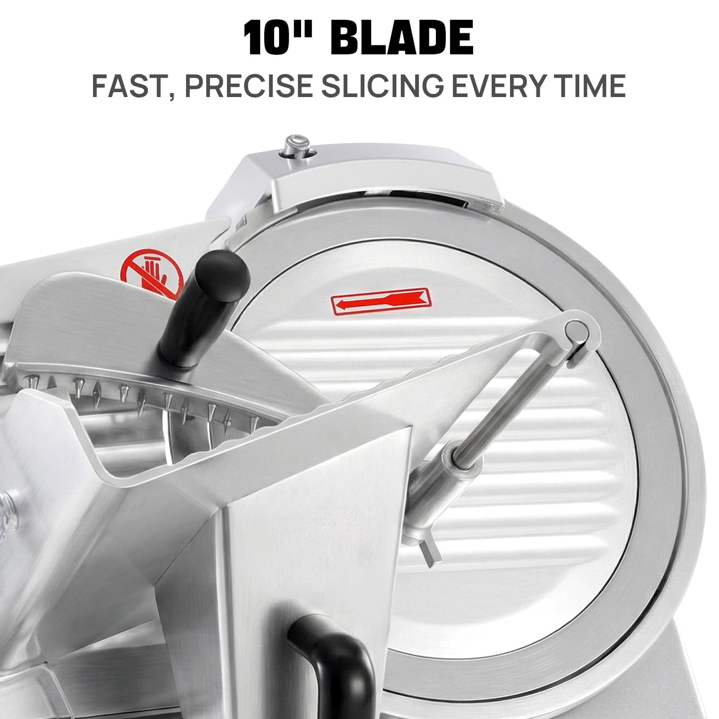 ARINOO 10''Commercial Meat Slicer, Electric Food Slicer with Carbon Steel Blade and Sharpening Stone, Deli Food Slicer for Frozen Meat, Cheese, and Bread, Easy to Clean for Home & Restaurant Use