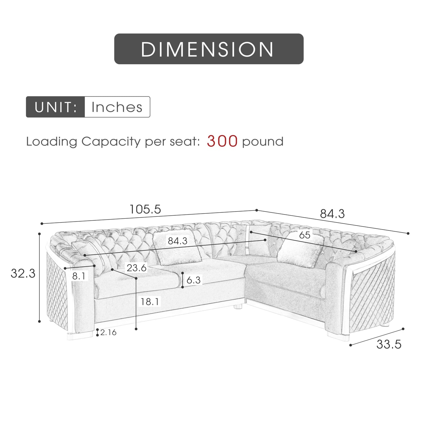 KEIKI 106" L-Shaped Luxury Velvet Chesterfield Sectional Sofa with Gold Stainless Steel Accents and 5 Pillows, Mid-Century Oversized 5-Seater Button Tufted Couch, Easy Assembly, for Living Room, Green