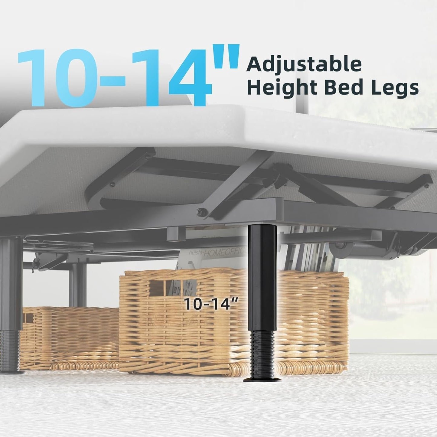 Yiree Queen Adjustable Bed Base Frame, Massage & Wireless Remote, Dual USB Ports,Ergonomic Upholstered Bed Frame, Lift Motor, Under Bed Lighting, Independent Head and Foot Tilt