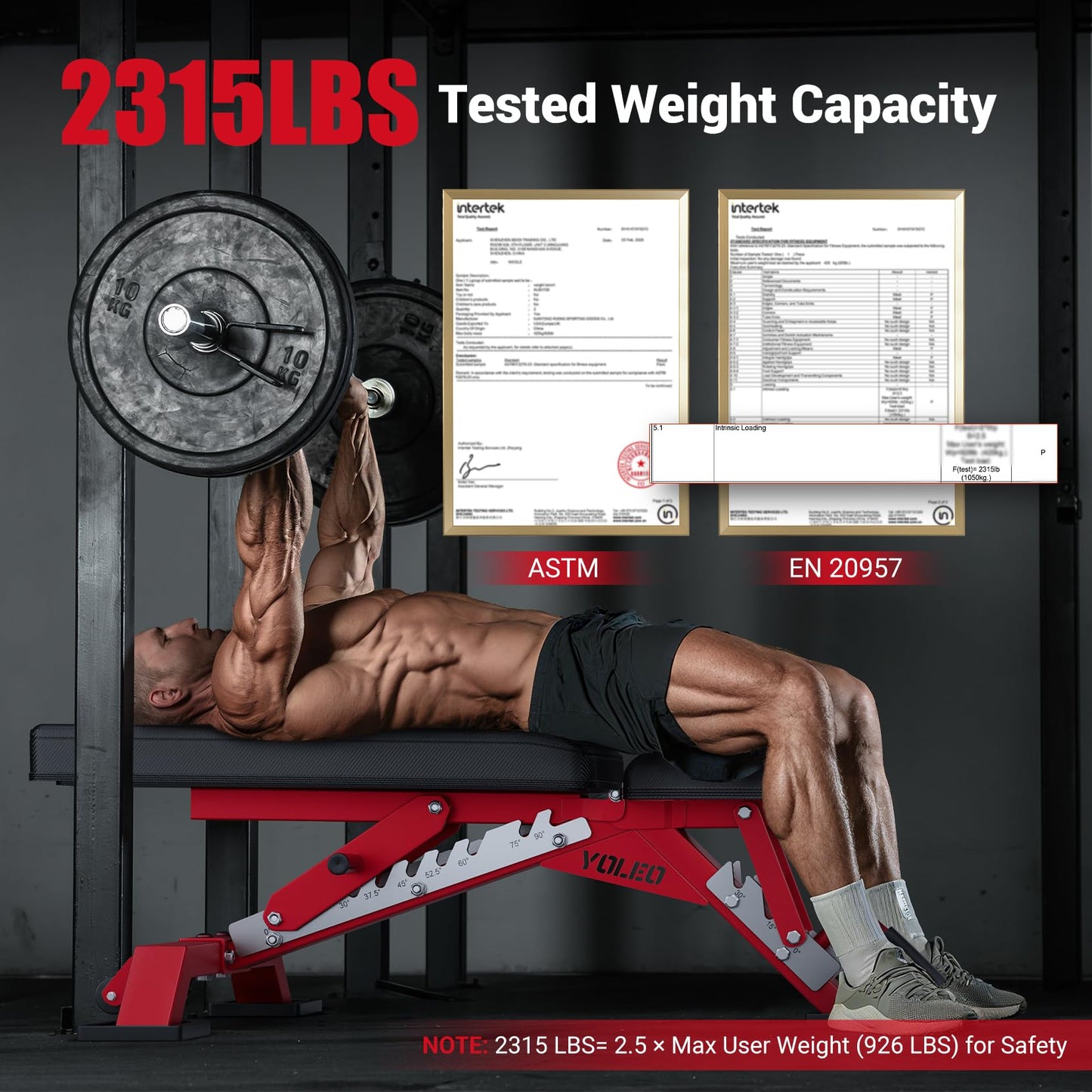 YOLEO Commercial Adjustable Weight Bench - Heavy Duty Workout Bench for Home Gym, Decline/Flat/Incline Bench Press 2.4" Thick Pad(6-Step Assembly) (80% Pre-assemble)