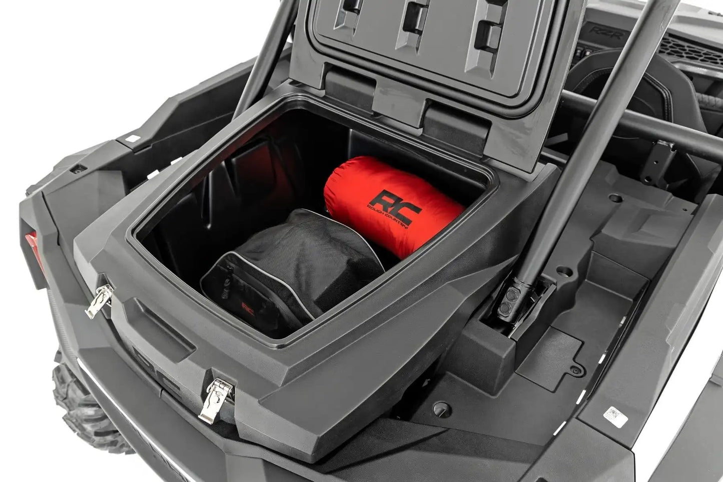 Rough Country Rear Bed Cargo Box for Polaris RZR XP 1000 (2 & 4-Seat Models) - 27-Gallon Storage Capacity, Watertight Seal, High-Impact UV-Resistant, Lockable Latches