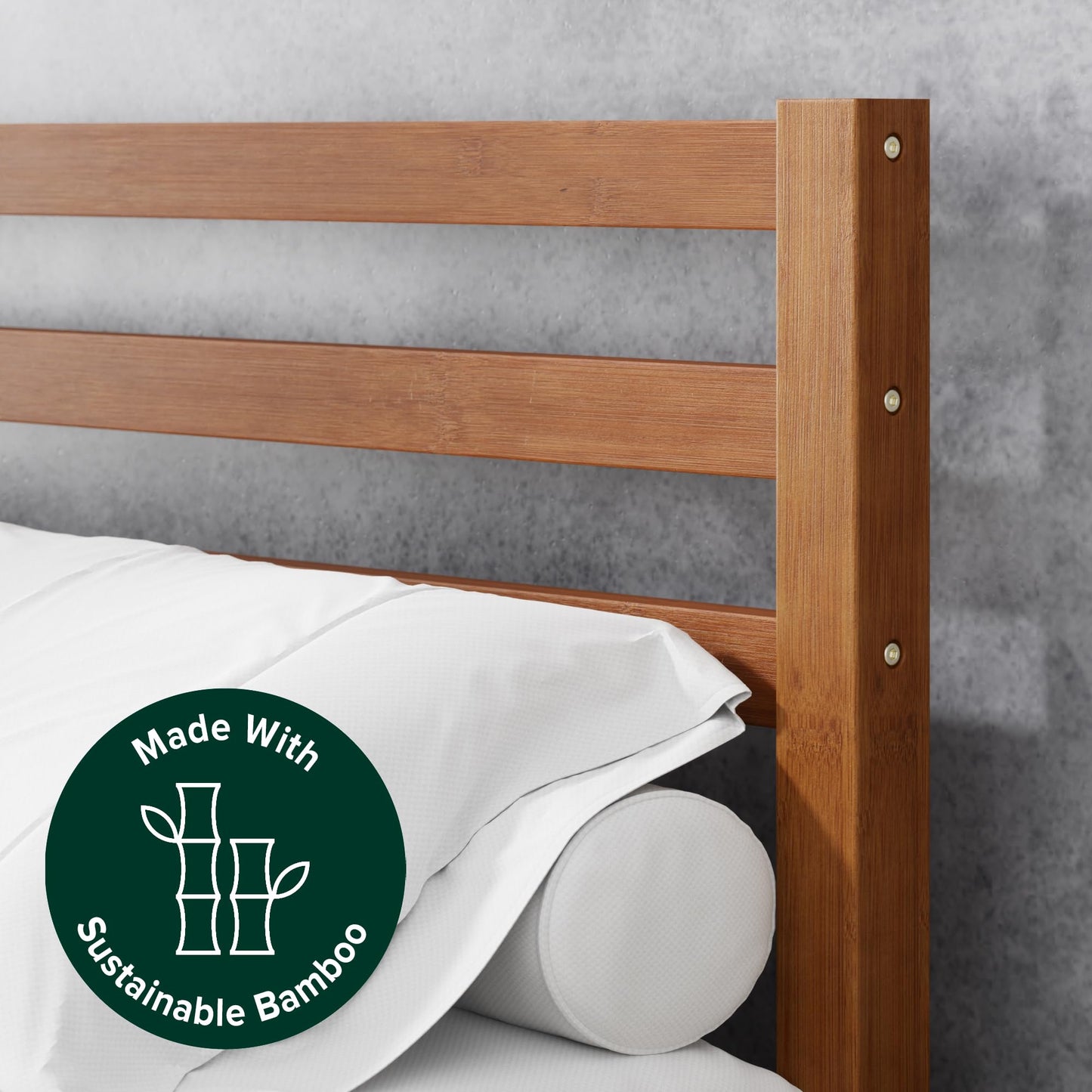 Zinus Leah Bamboo Platform Bed Frame with Headboard, No Box Spring Needed, Wood Slat Support, Easy Assembly, Queen
