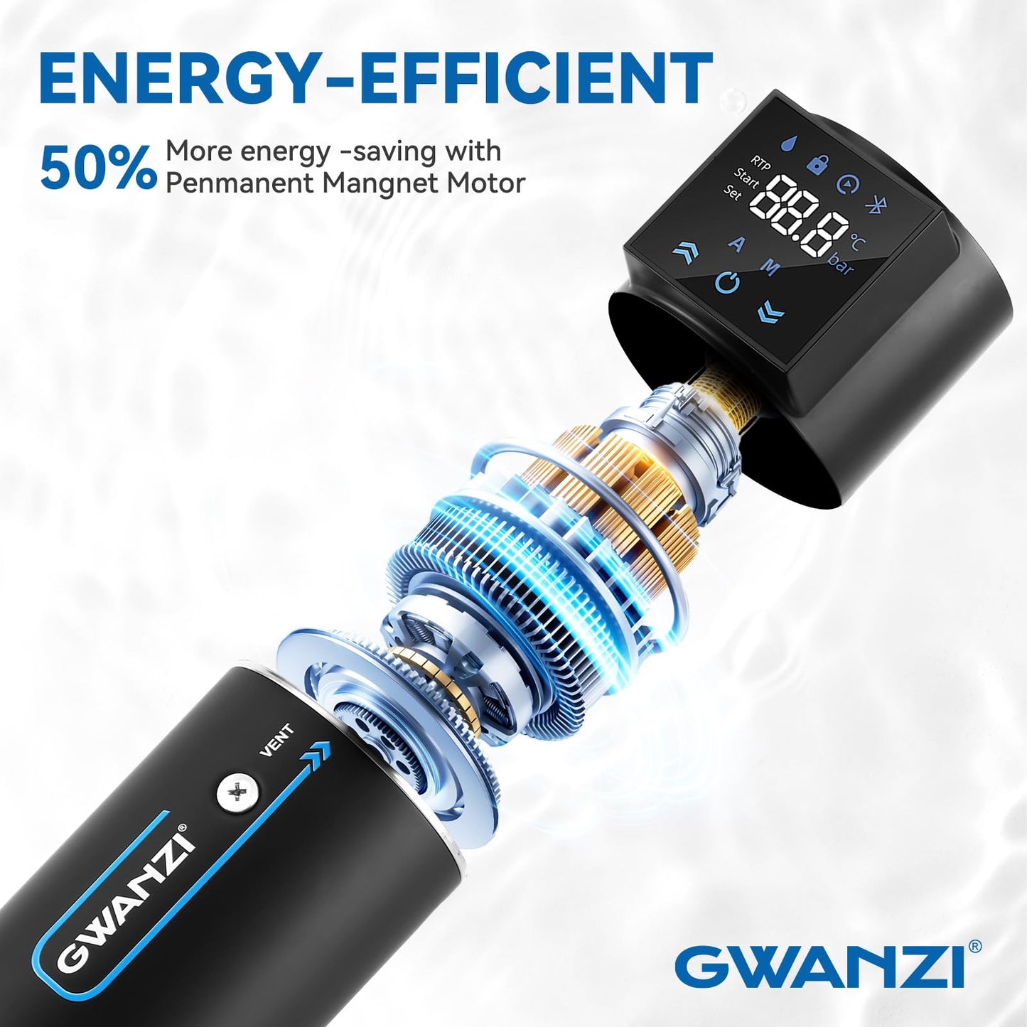 1HP Whole House Water Pressure Booster Pump 90PSI 115V Automatic Variable Speed Penmanent Mangnet Motor Constant Pressure Wireless App Control Compact Design for Home House Villa Apartmen
