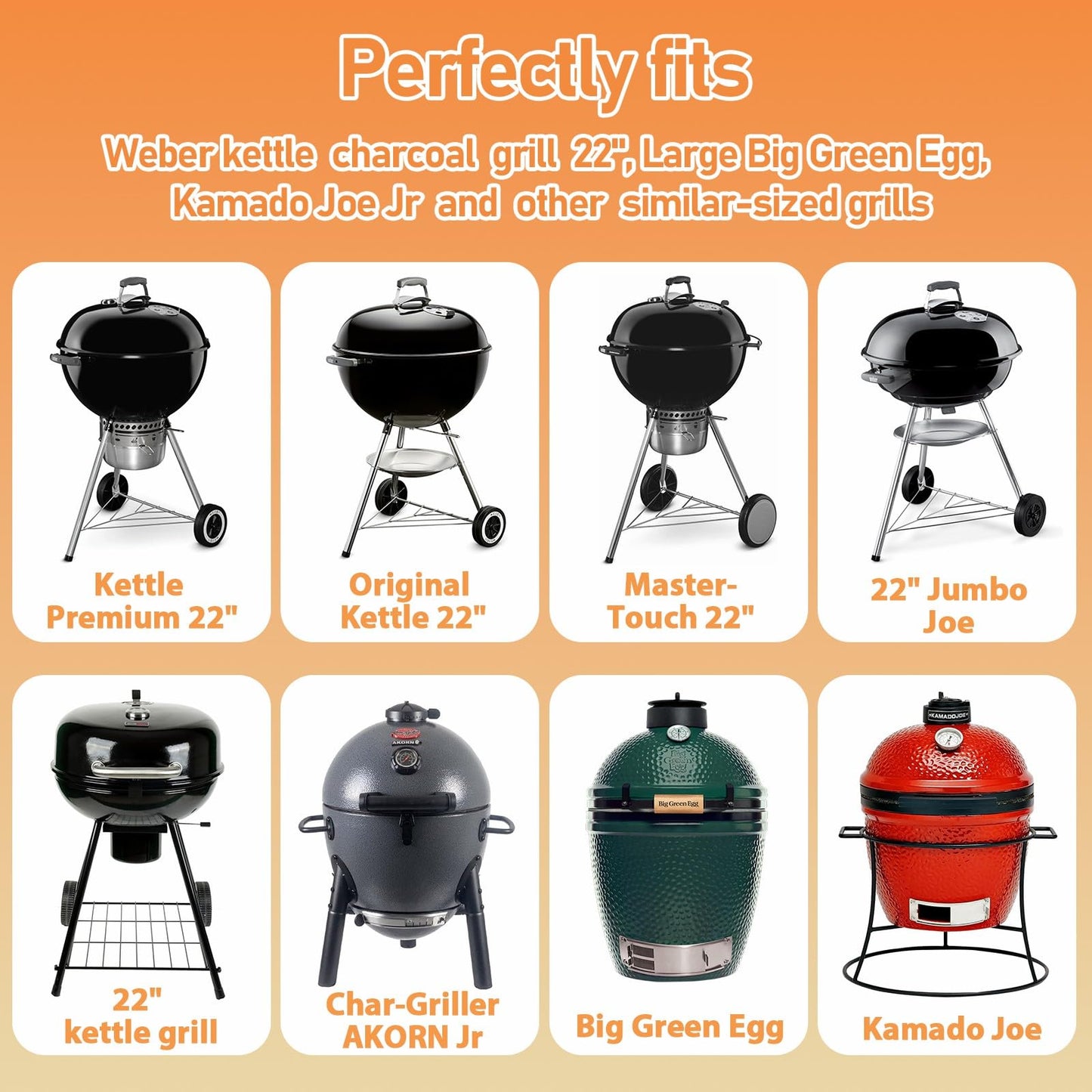 Utheer Grill Table Cart for Weber Kettle 22" Charcoal Grill, Big Green Egg, AKORN Jr – Oversized 47.7"x32.2" Surface (30% Larger) with 3-Level Adjustable Shelf, Storage Cabinet, Hooks & Towel Holder