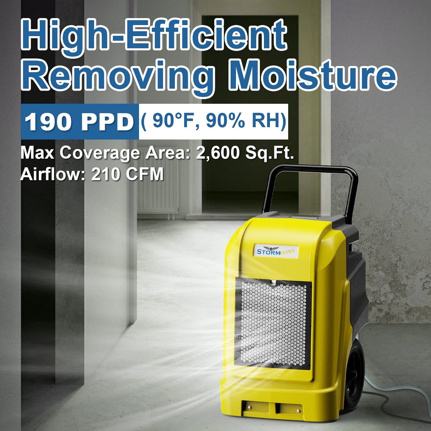 ALORAIR Commercial Dehumidifier with Pump Drain Hose, 190 Pints Smart WiFi Industrial Dehumidifiers Large Capacity for Basements, Garages, Mall & Job Sites, 6 Years Limited Warranty