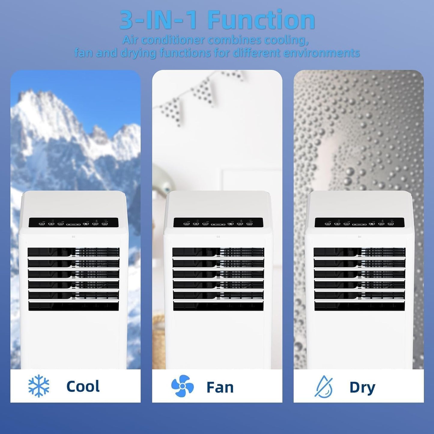 GarveeLife Portable Air Conditioner,8,000 BTU for Rooms up to 350 Sq.Ft., Smart Compact AC Unit with Cooling, Dehumidifier, Fan, Remote Control and Window Kit, White