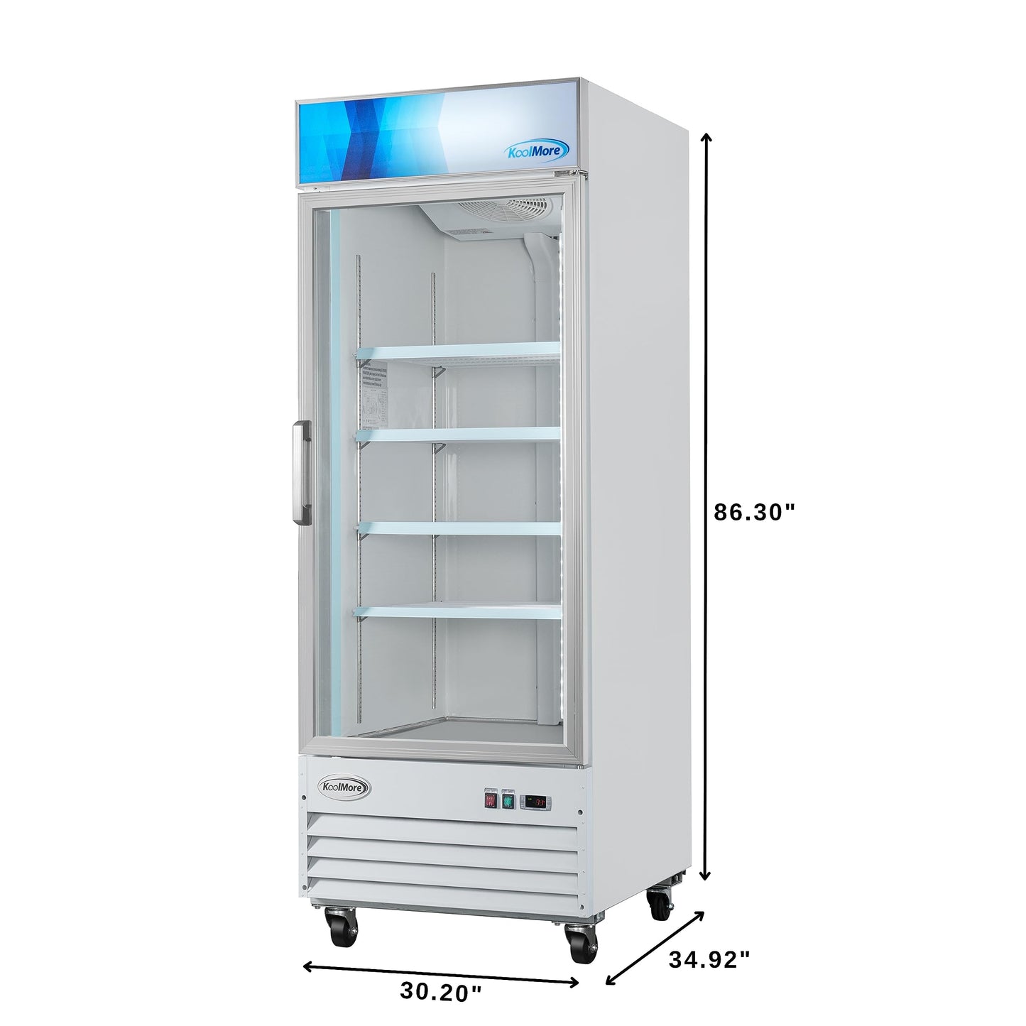 KoolMore 31 in. Commercial One Glass Door Display Upright Freezer Merchandiser in White 23 Cu. Ft. (MDF-1GD-23C-WH)