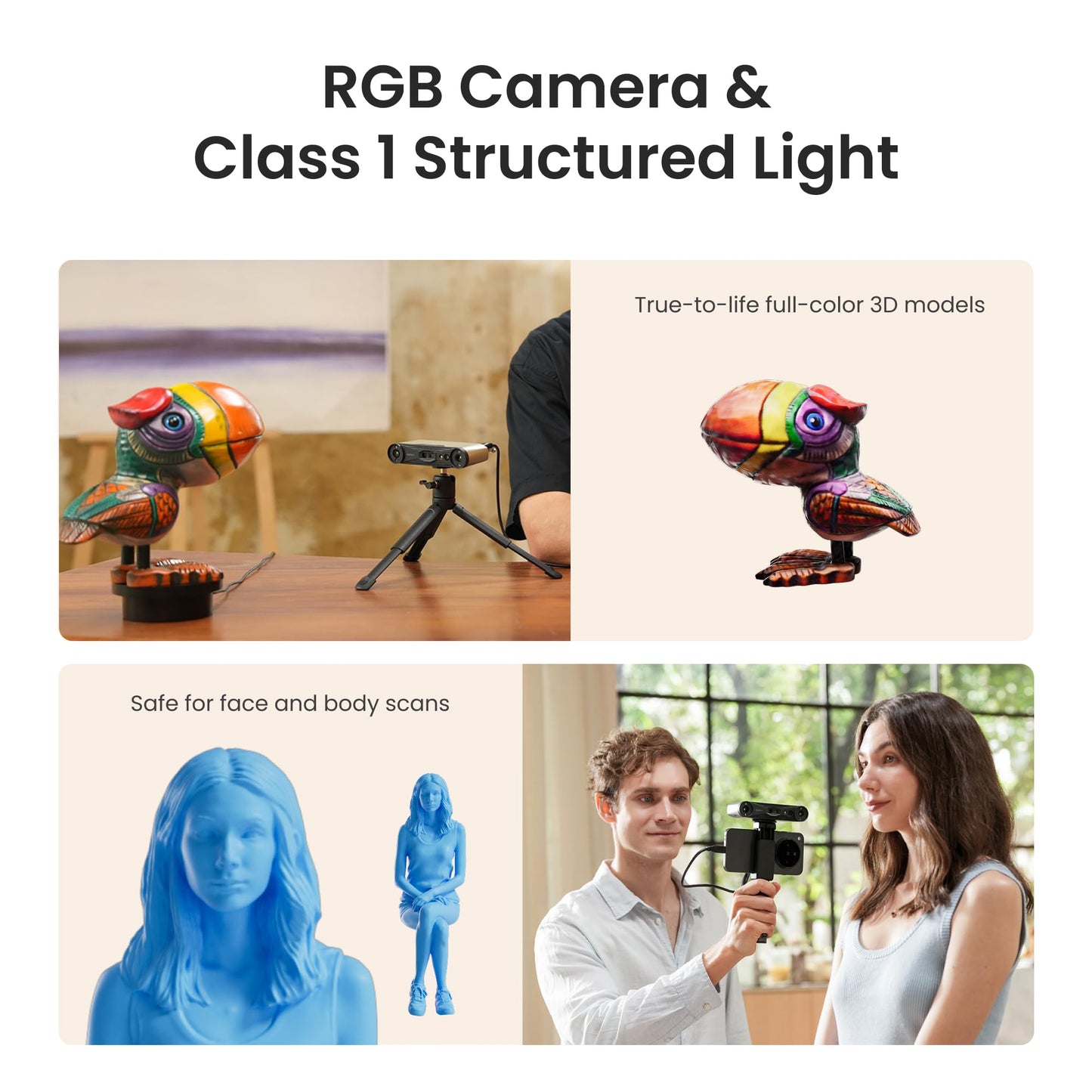 Revopoint INSPIRE 2 3D Scanner for 3D Printing Handheld, Up to 0.03mm Precision, Multi-Line Laser/Structured Light, Wireless/Outdoor Scanning, Full-Color Scan, for iOS/Android/Win/macOS, Standard