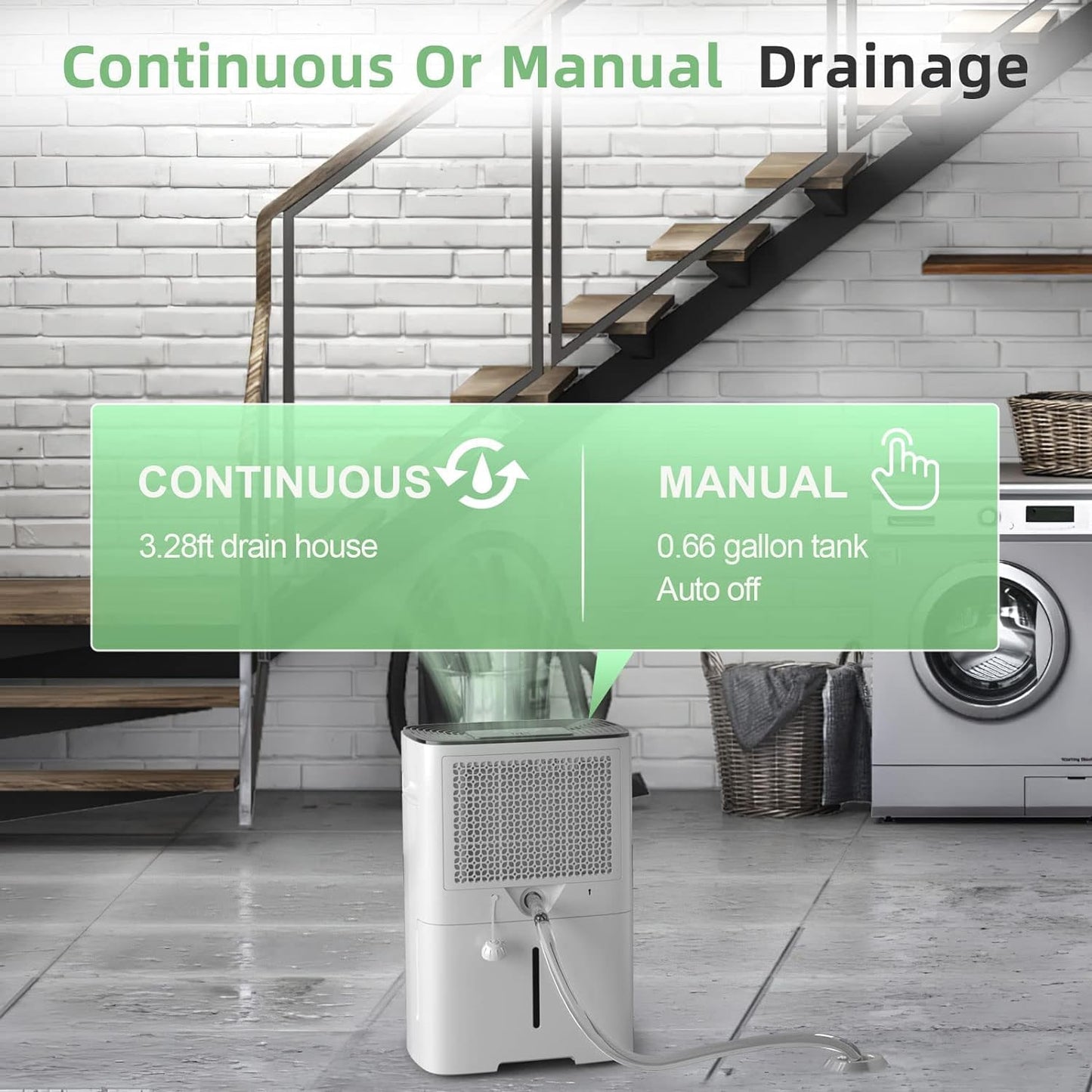 HOGARLABS 50 Pint Smart Dehumidifiers for Home and Basements, with 3 Working Modes, Overflow Protection, and Auto Shut off Restart. Ultra Silent Dehumidifier with Drain Hose and Digital Control Panel.