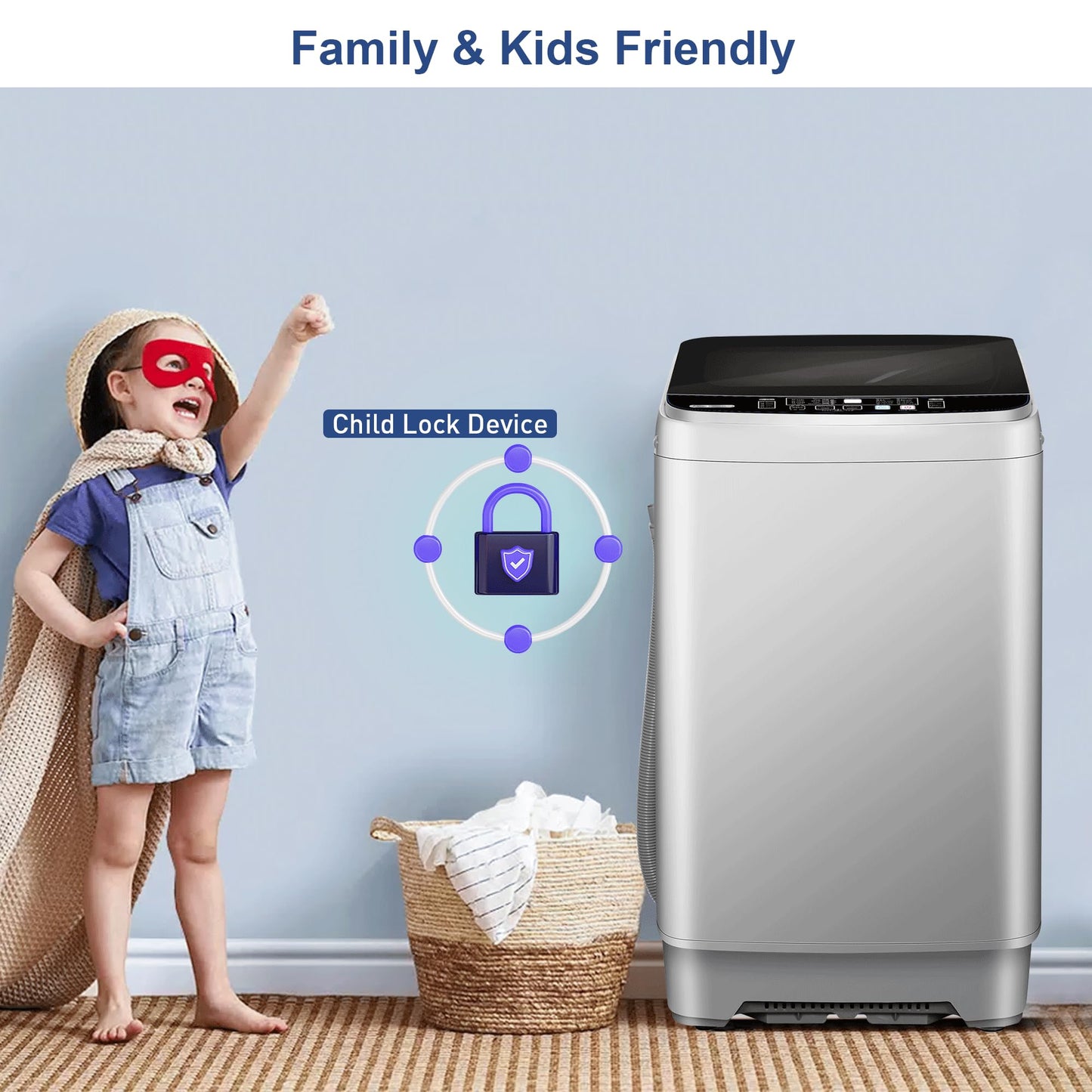 20lbs Portable Washing Machine, Fully Automatic Laundry Washer with LED Display, 10 Programs & 8 Water Levels, Top Load Clothes Washer for Apartment, Dorm, Grey