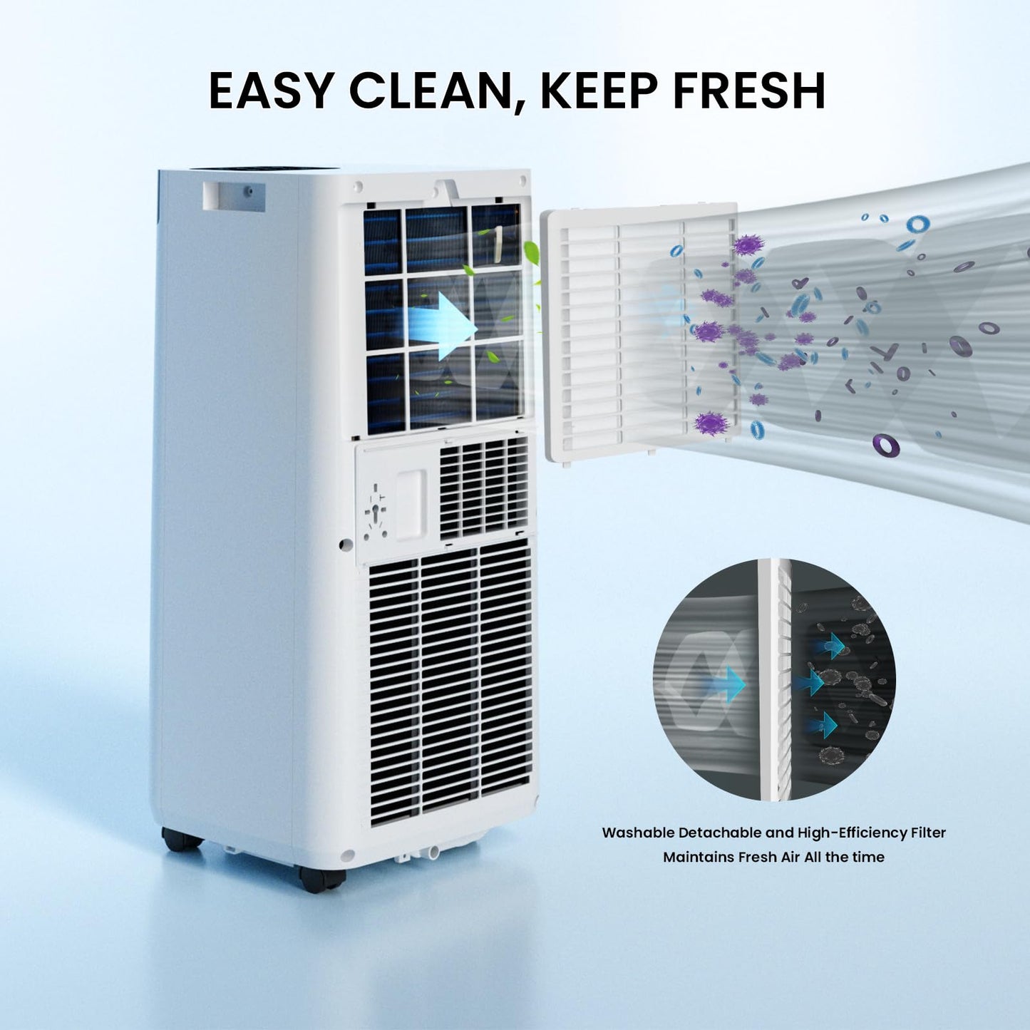 Augsmile Portable Air Conditioner 16,000 BTU with WiFi App Control, 5-in-1 AC Unit (Cool, Fan, Dehumidifier, Sleep, Timer) for Rooms up to 850 sq ft, Leak-Proof Design, Window Kit