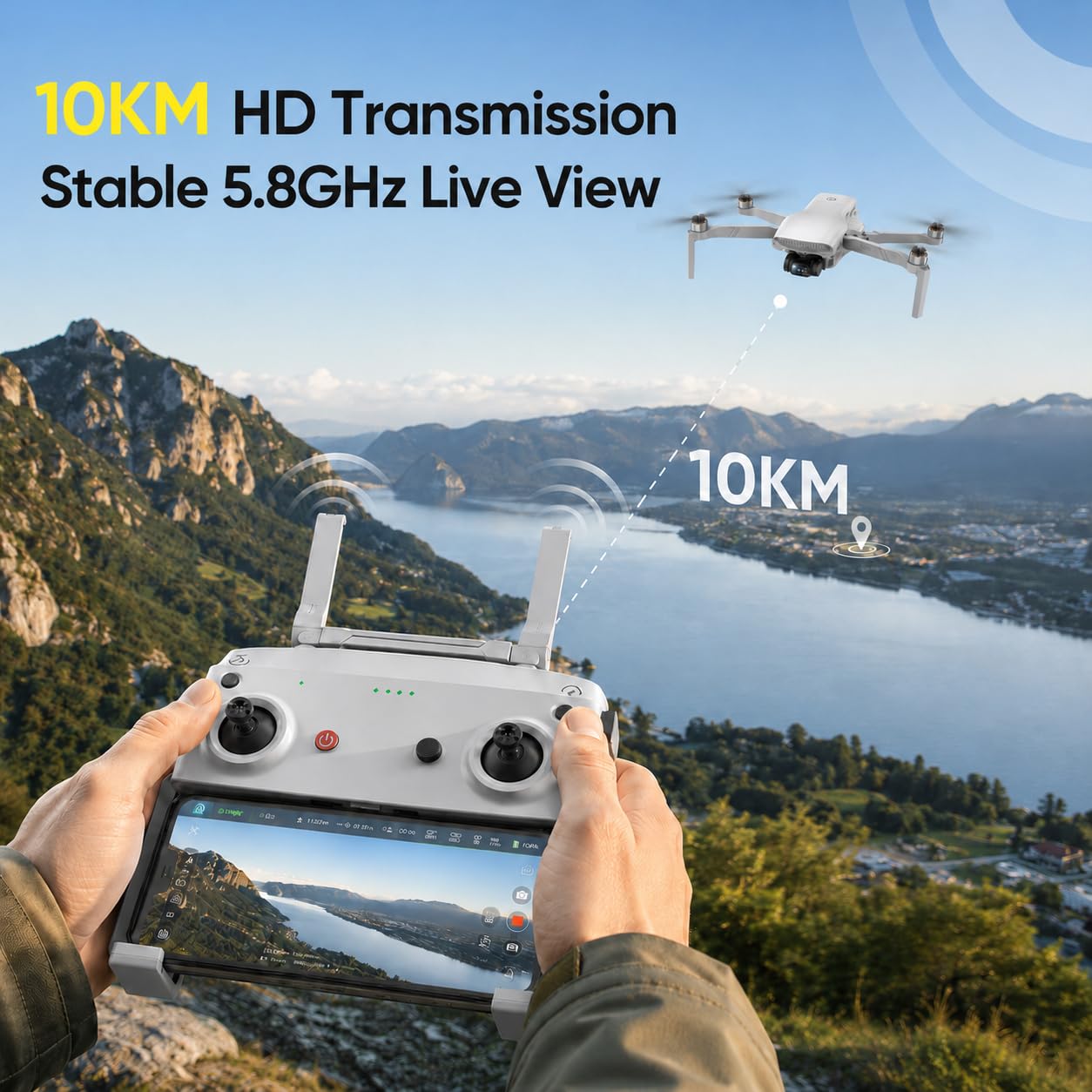 Holy Stone Drones with Camera for Adults 4K, 48MP 8K Photos, 4K/30FPS Video, 3-Axis Gimbal, GPS Auto Return, 10KM 5.8GHz Transmission, 60-mins Fly Time, AI Quick Shots, Under 249g (Gray)