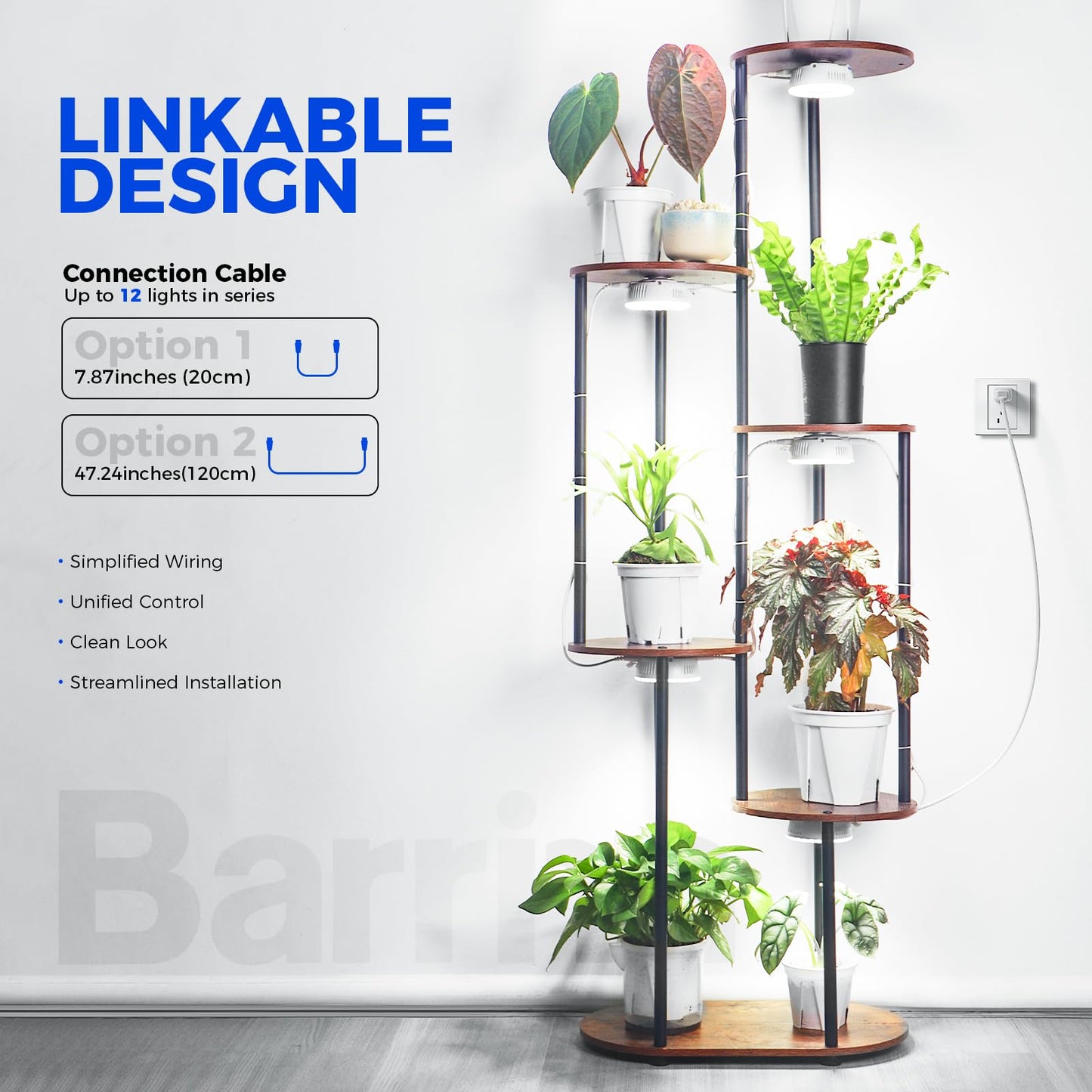 Barrina Grow Light OG09, Full Spectrum, 5000K, 18W (2 x 9W), 2 Packs with Timer, Magnetic & Linkable, 5 Levels Dimm