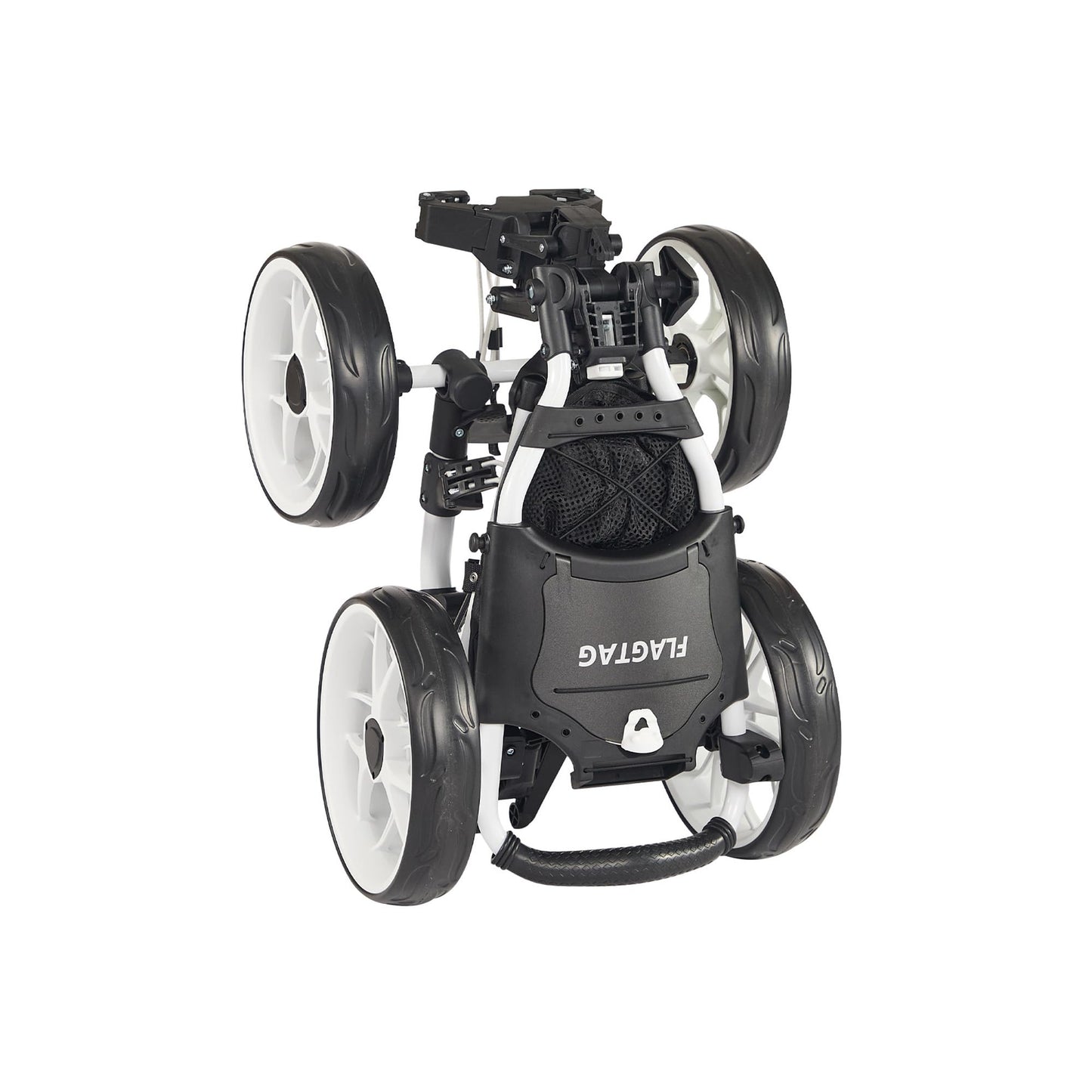 FLAGTAG Golf Push Cart 4-Wheels,Folding Golf Cart, Golf Pull cart with Cup Holder,Umbrella Holder,Cooler Bag, Foldable with one-Click,Handle Height Adjustable,Drink Holder,Walking Push cart