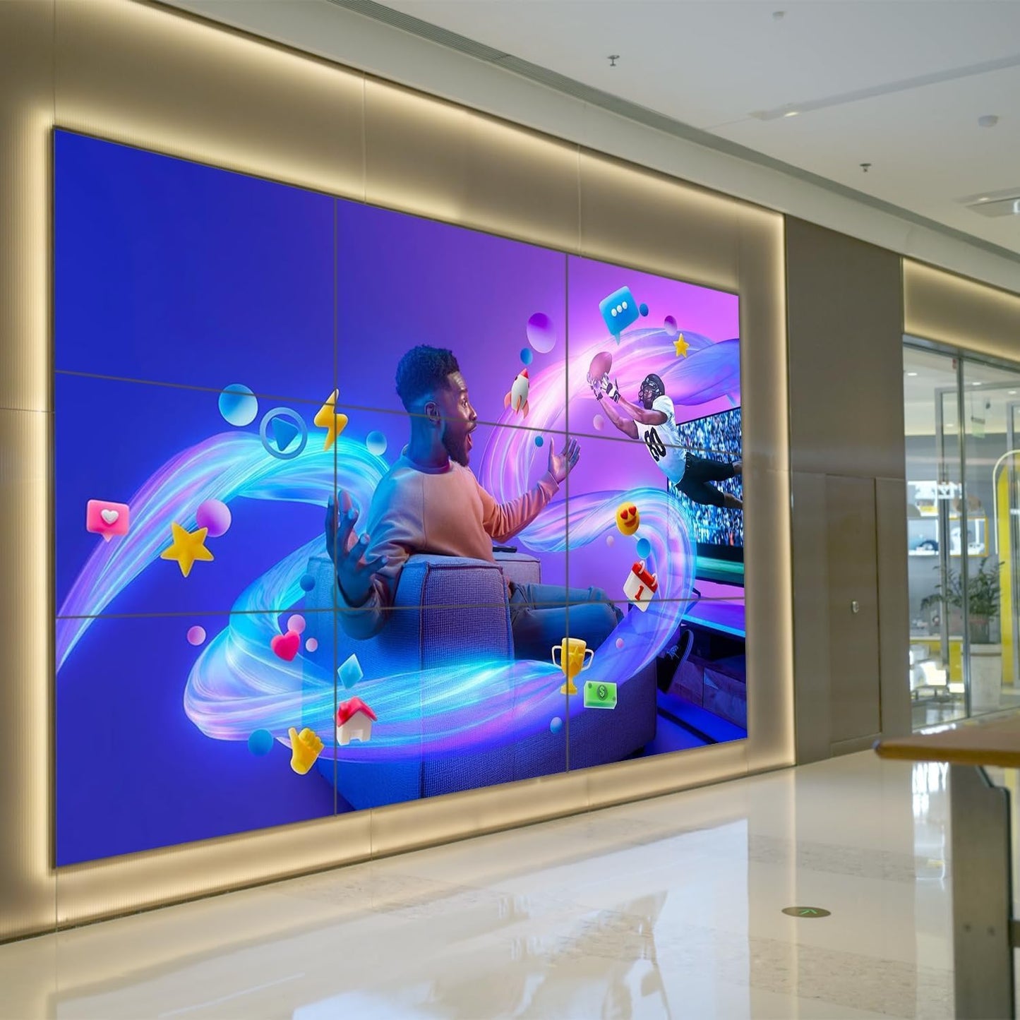 Canlarriz 55" FHD Video Wall Digital Signage Display Panel, 700 nits, 24/7 Operation, Modular Splicing from 1x2 to 4x4 and More for Control Rooms, Recording Studios, Broadcast Studios & More
