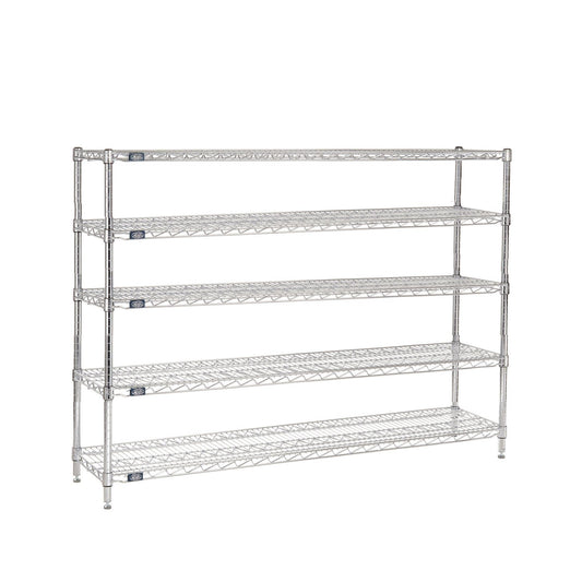 Nexel - 18" x 72" x 86", 5 Tier, NSF Listed Adjustable Wire Shelving, Unit Commercial Storage Rack, Chrome, Leveling feet
