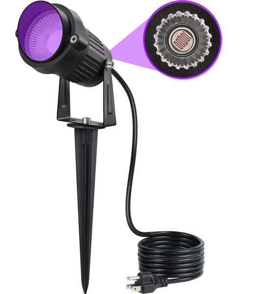 SUNVIE Outdoor Blacklight Spotlight 10W with Photocell Sensor, Waterproof, Purple, Aluminum, Model CHZP1001, 1 Pack