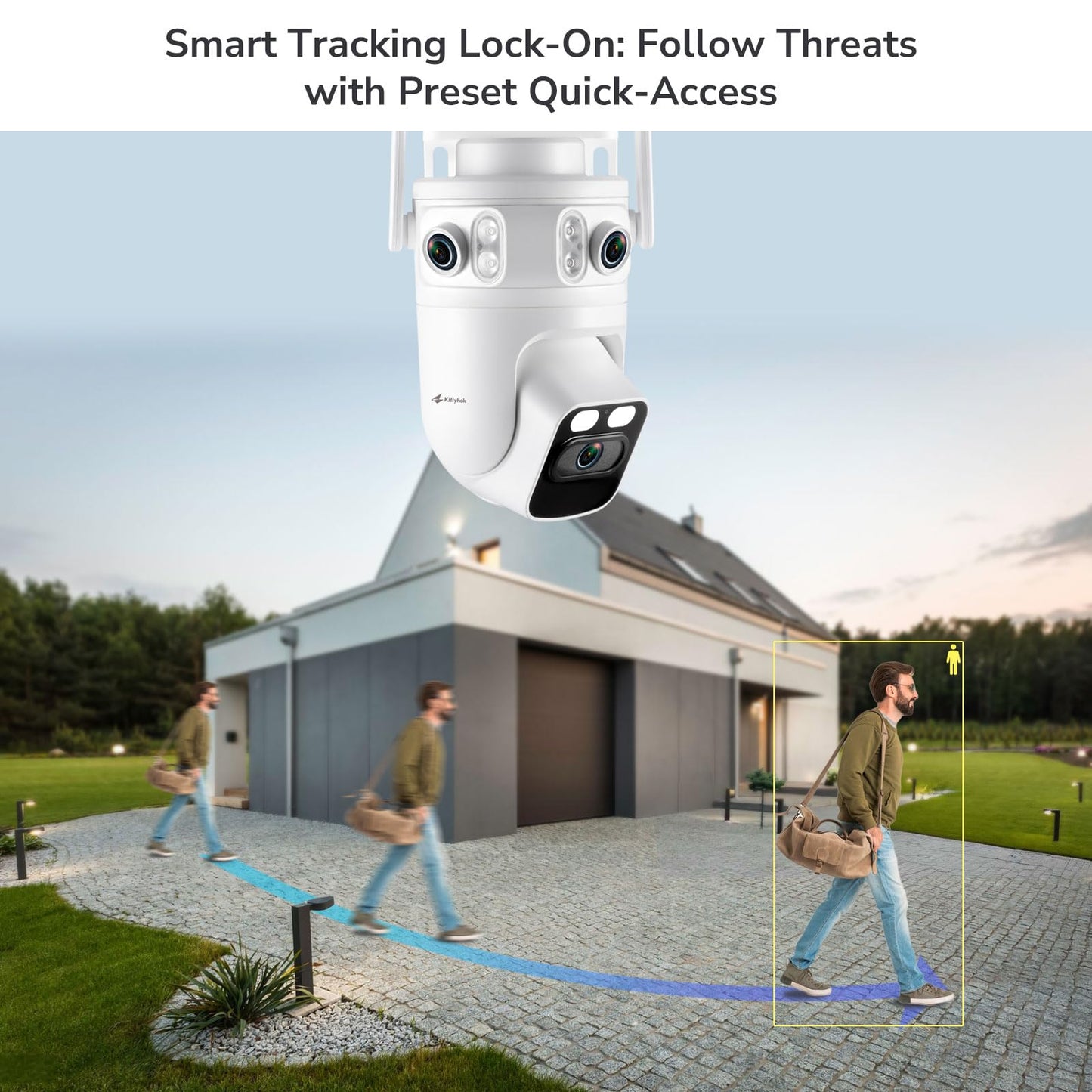 Home Security Camera System Wireless, Triple Lens 2K Security Cameras Wireless Outdoor with 360° Pan & Tilt, Motion Detection, Auto Tracking, 2.4/5GHz WiFi, Night Vision, 16CH NVR with 500GB HDD