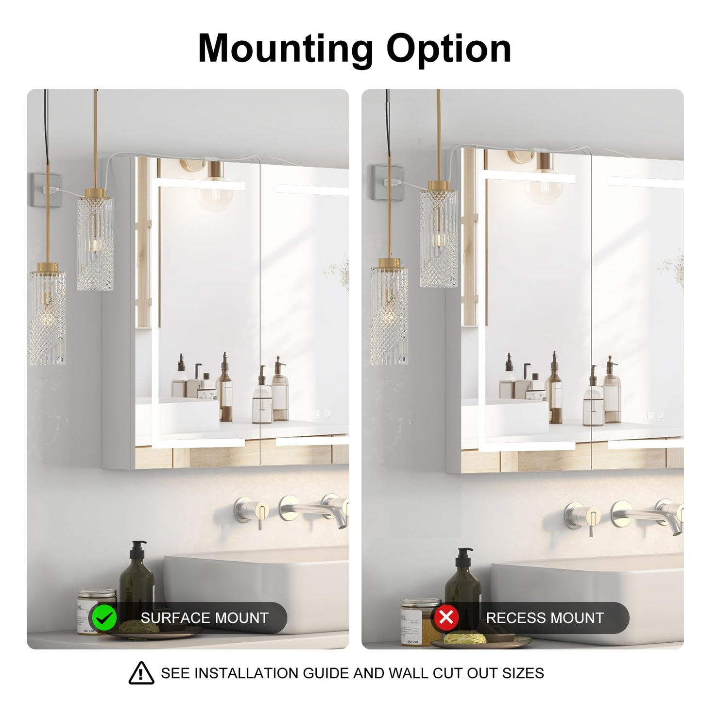 Large Medicine Cabinet, LED Lighted Medicine Cabinets with 3 Doors,Wall Mounted Bathroom Mirror with Storage,47inch,Defogger, Dimmable,Led Medicine Cabinet Mirror for Bathroom,47.2x 5.1x 30 In